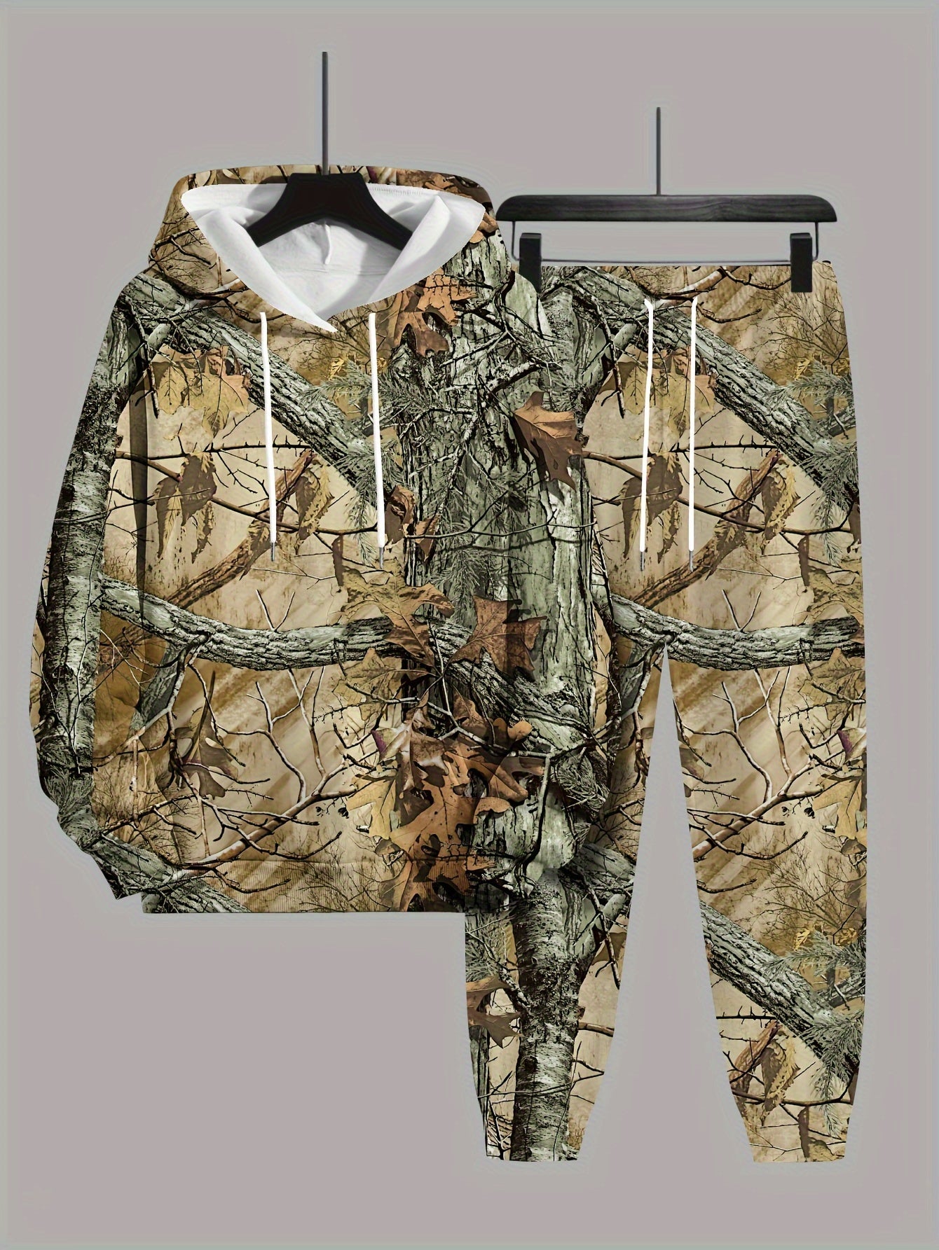 Plus Size Men's 3D Graphic Print Hooded Sweatshirt & Sweatpants Set – Color Block Pattern, Soft & Breathable Non-Stretch Polyester, Perfect for Spring, Fall, & Winter - Premium Hoodie from Lizard Vigilante - Just $53.88! Shop now at Lizard Vigilante