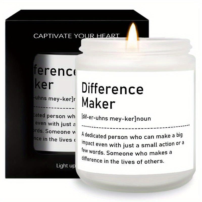 1pc, Lavender Scented Candle, "Difference Maker" Inspirational Quote, 33.81oz Glass Jar with Wick, Bee & Soy Wax, Perfect Gift for Women, Men, Best Friends, Teachers, Bosses, Leaders, Mentors, for Christmas, Thanksgiving, Bir