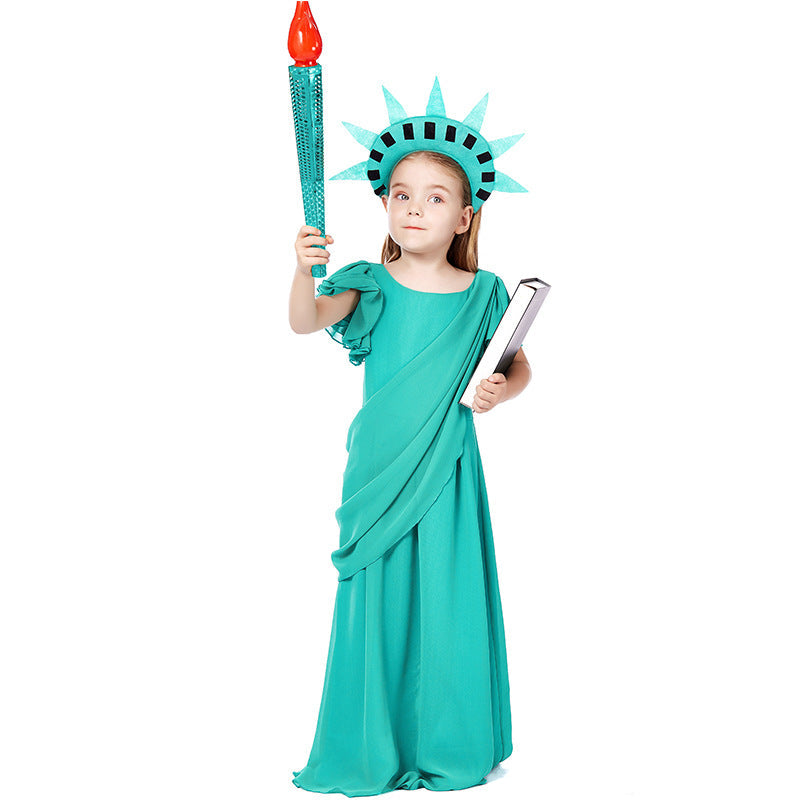 Children's Statue Of Liberty Cos Costume Ancient Greek Dress