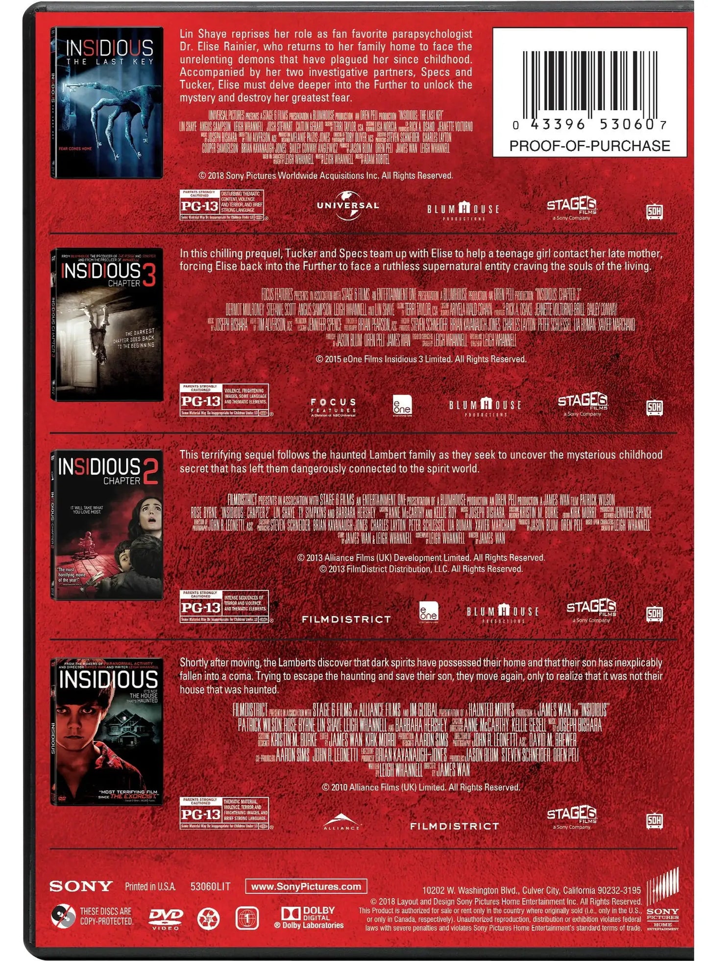 Insidious: 4-Movie Collection (DVD Sony Pictures)