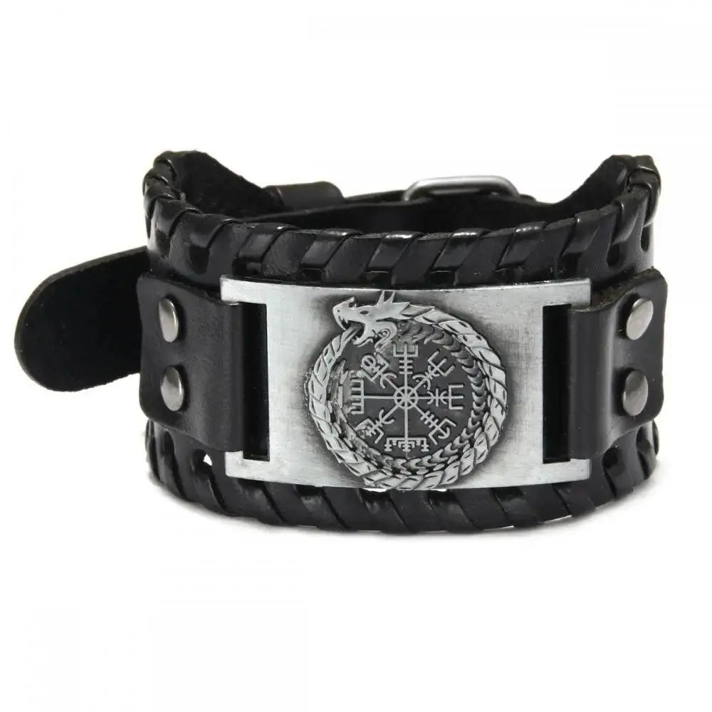 New Trendy Wide Leather Pirate Compass Bracelet Men's Bracelet Fashion Metal Compass Pattern Bracelet Accessories Party Jewelry - Premium Accessories from Lizard Vigilante - Just $17.99! Shop now at Lizard Vigilante