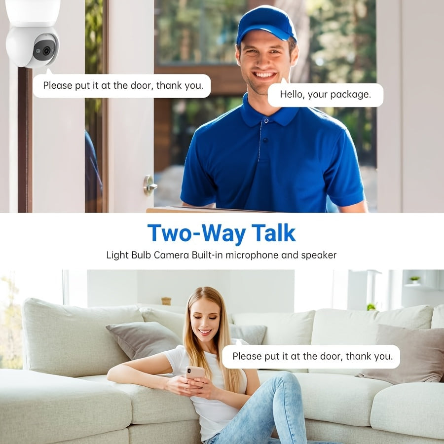 4MP Light Bulb Security Camera | 5G2.4G HD Camera | Wireless | 360-degree Night Vision, AI Body Detection, Two-way Calls, Continuous Recording