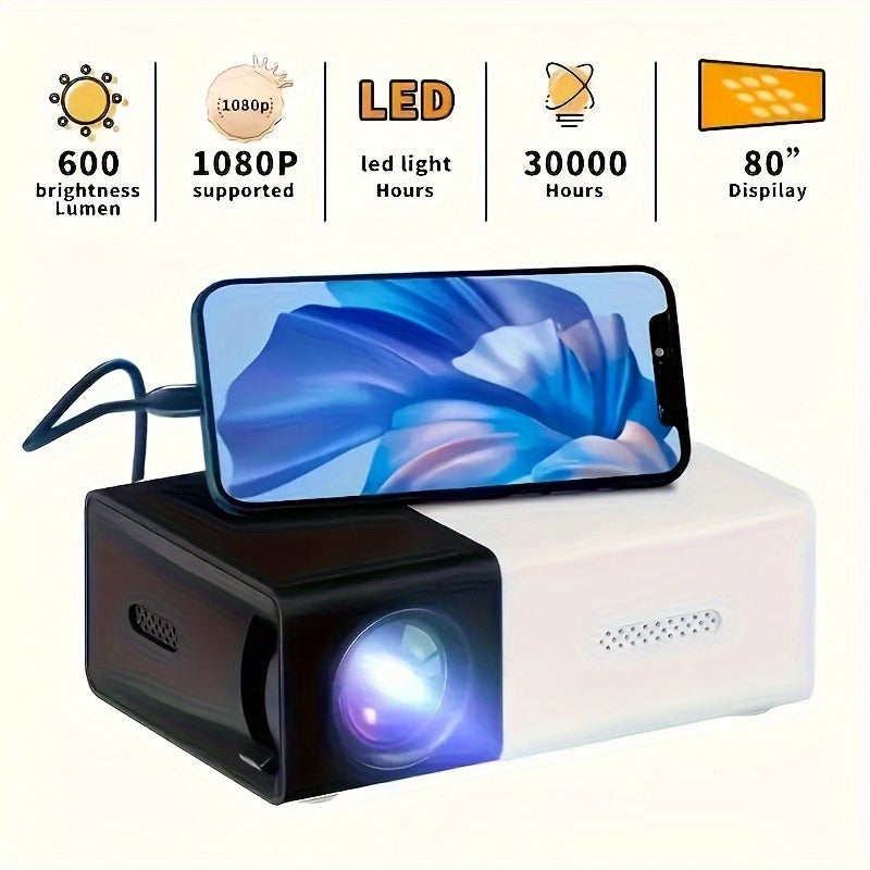 Bright 3000+ Lumen HD Mini Projector- Portable 3D-Ready, Professional High-definition Mini Projector Suitable For Home CinemasAnd Outdoor Camping, Compatible HDTV, USB SD AndHolder, Christmas, Halloween, Thanksgiving Gifts - Premium  from Lizard Vigilante - Just $33.99! Shop now at Lizard Vigilante