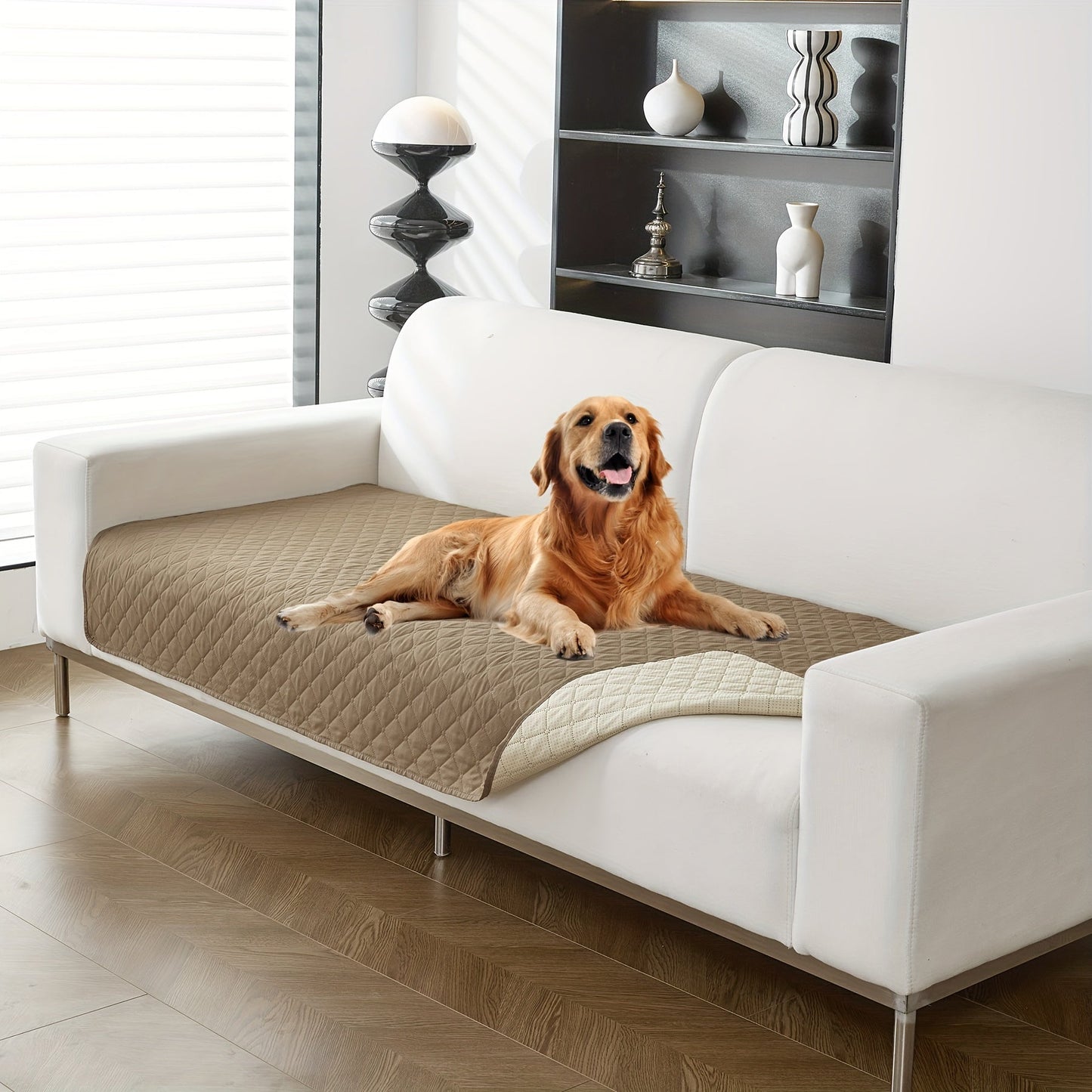 1pc Waterproof Solid Color Plaid Non-Slip Pet Sofa Cover, Machine Washable Blanket for All Season Protection, Suitable for Cats, Dogs, and Small Animals