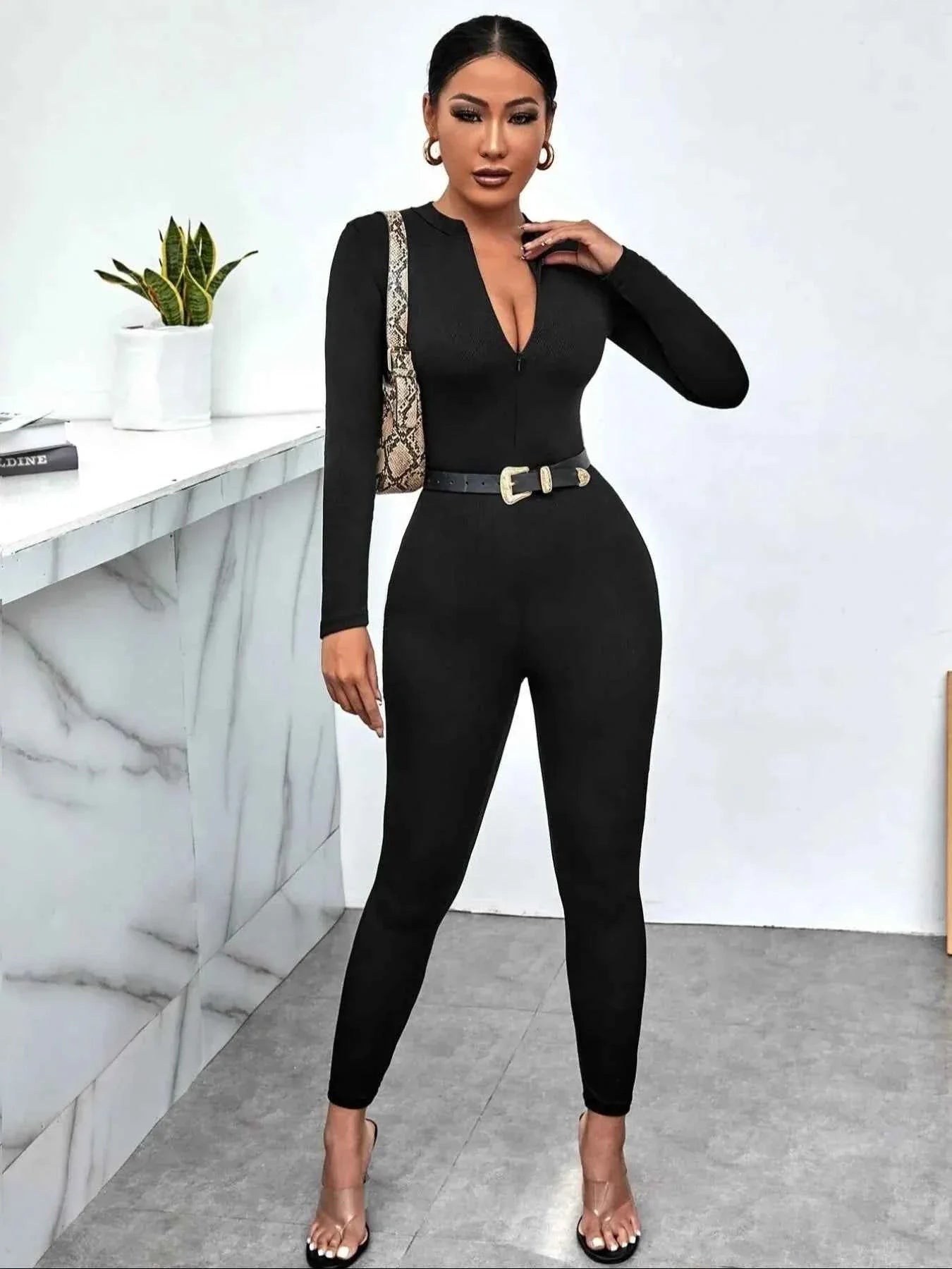 Long Sleeve : Bodycon Jumpsuit