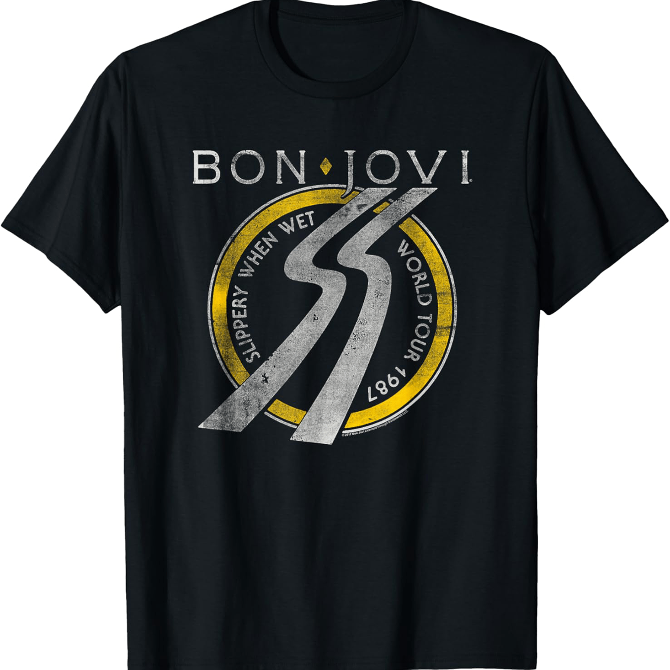 Bon Jovi Slippery When Wet World Tour T-Shirt – 100% Cotton, Soft & Breathable, All-Season Graphic Tee for Men - Premium t-shirt from Lizard Vigilante - Just $26.99! Shop now at Lizard Vigilante