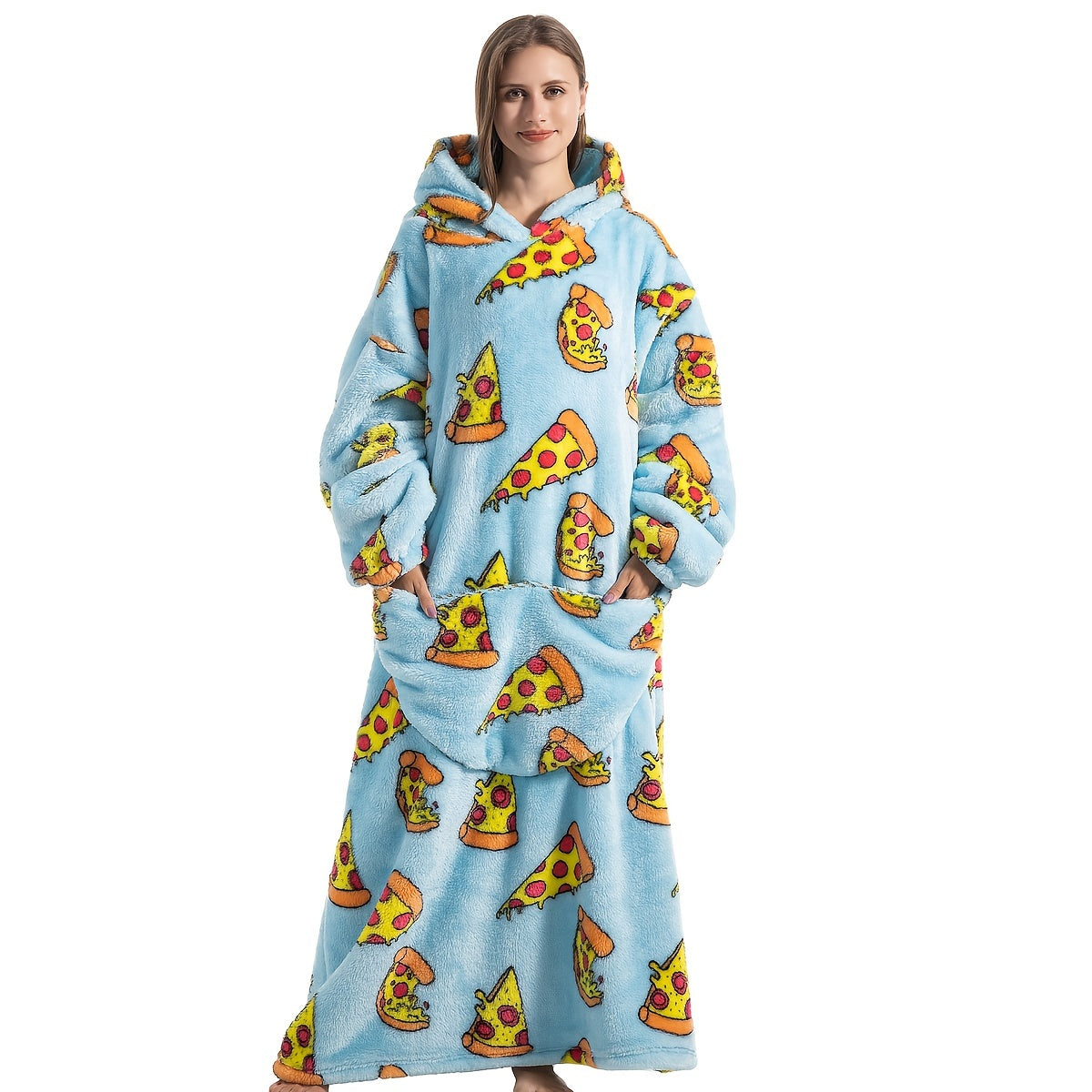 Cozy Shearling Wearable Blanket Hoodie - Soft, Warm Plush Sweatshirt with Large Pocket for Adults, Machine Washable, Comfy, Hoodie Blanket