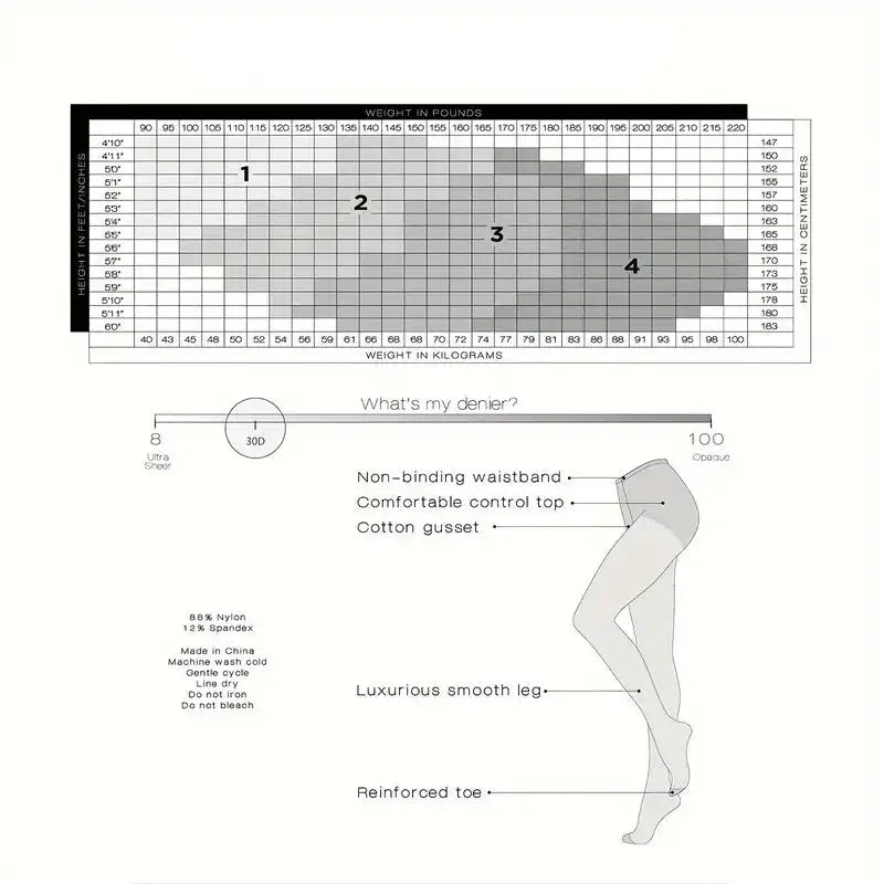 4 Pairs Women's Sheer Tights 20 Denier Control Top Pantyhose With Reinforced Toes