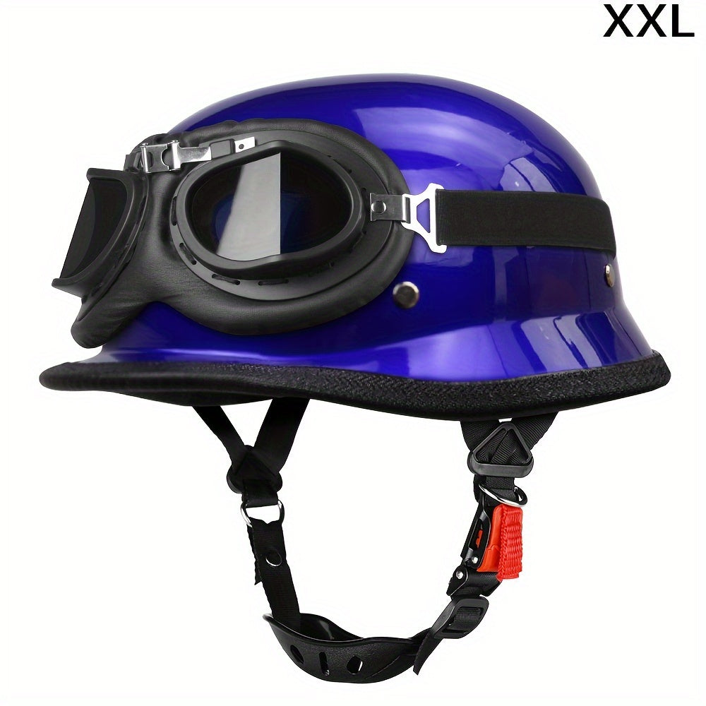 Retro Motorcycle Helmet with ABS Shell & Exposed Face Design – Unisex Outdoor Riding Gear with Goggles, S-XXL - Premium  from Lizard Vigilante - Just $61.08! Shop now at Lizard Vigilante