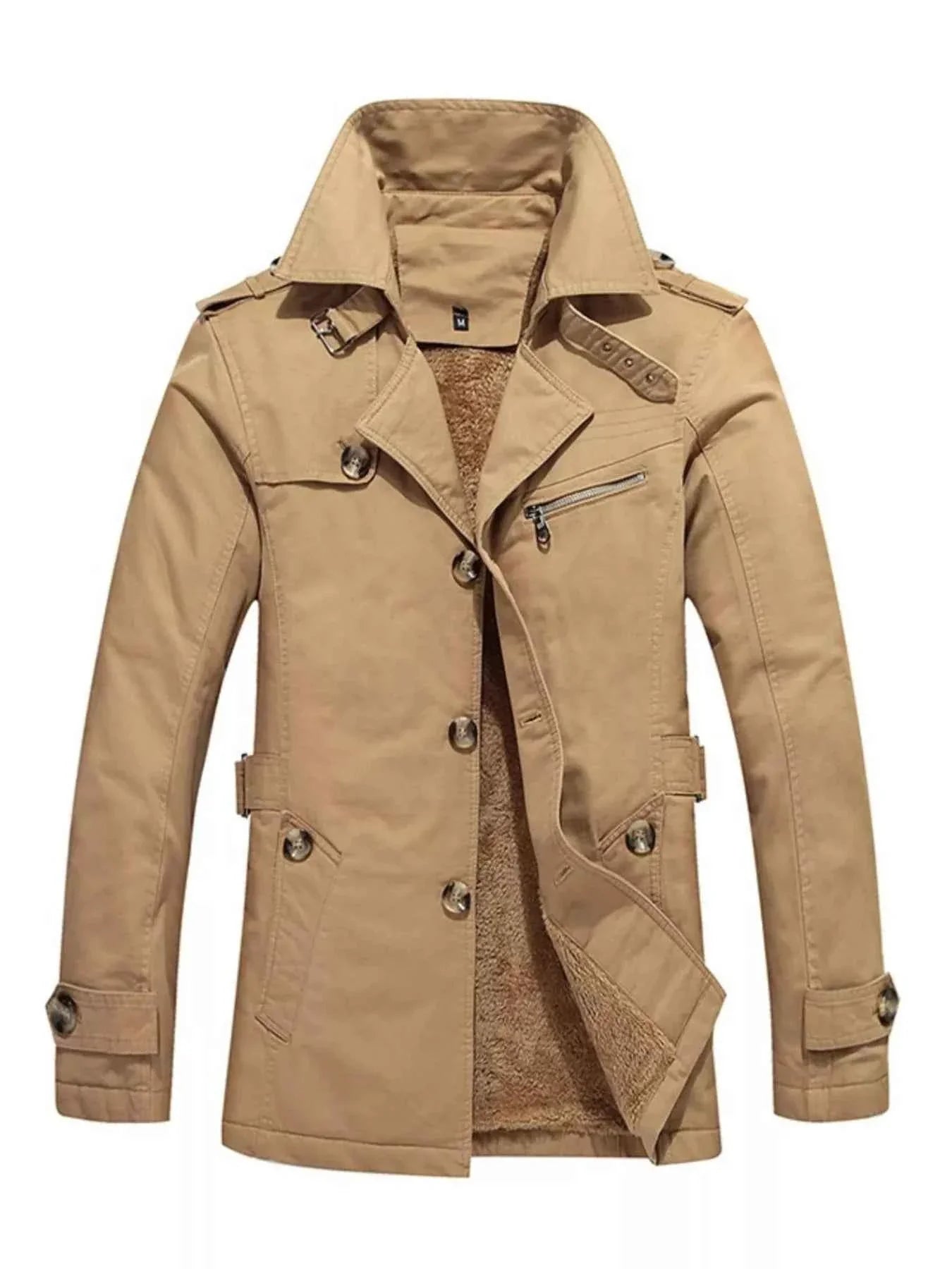 Men's Plus Size Button Up Long Sleeve Coat