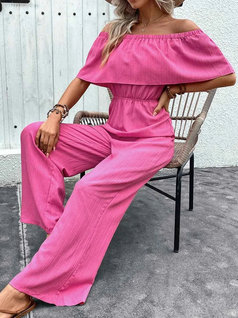 Perfee Off-Shoulder : Wide Leg Jumpsuit