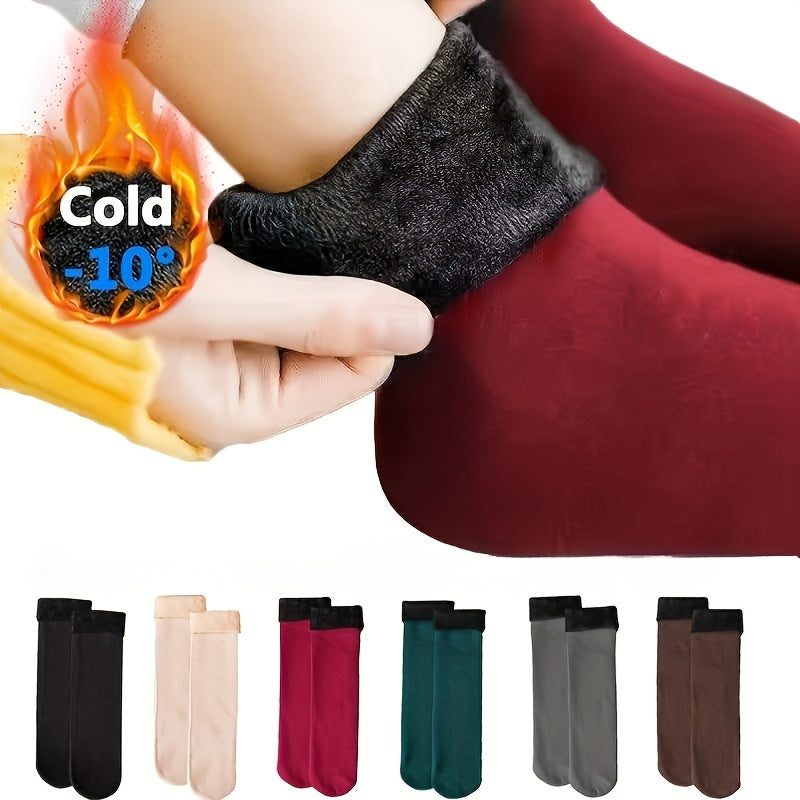 4 Pairs Snow Socks With Plush Lined, Thickened Warm Floor Socks, Winter Cold Cold Warm Socks
