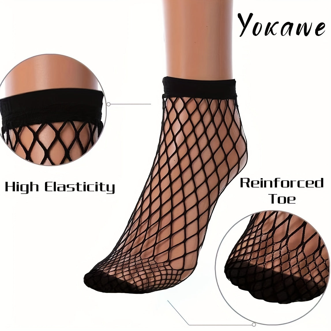 3 Pairs Women's Plus Sexy Socks, Plus Size Elastic Hollow Out Fishnet Breathable Short Socks