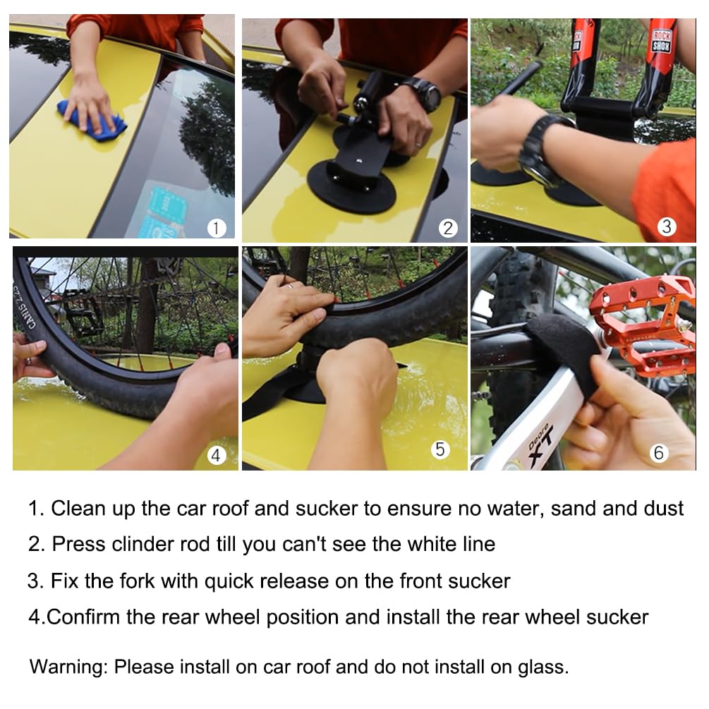 ROCKBROS Suction Cup Bike Rack for Car Roof Quick Release Sucker Mount