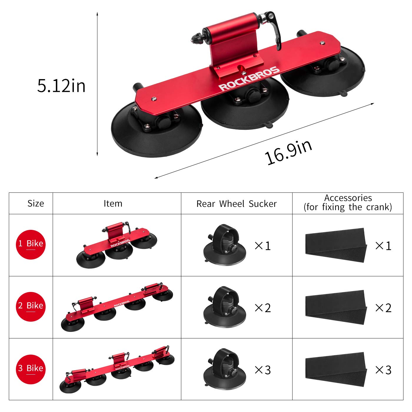 ROCKBROS Suction Cup Bike Rack for Car Roof Quick Release Sucker Mount