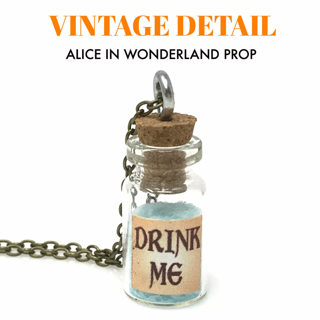 Alice in Wonderland necklace blue glow