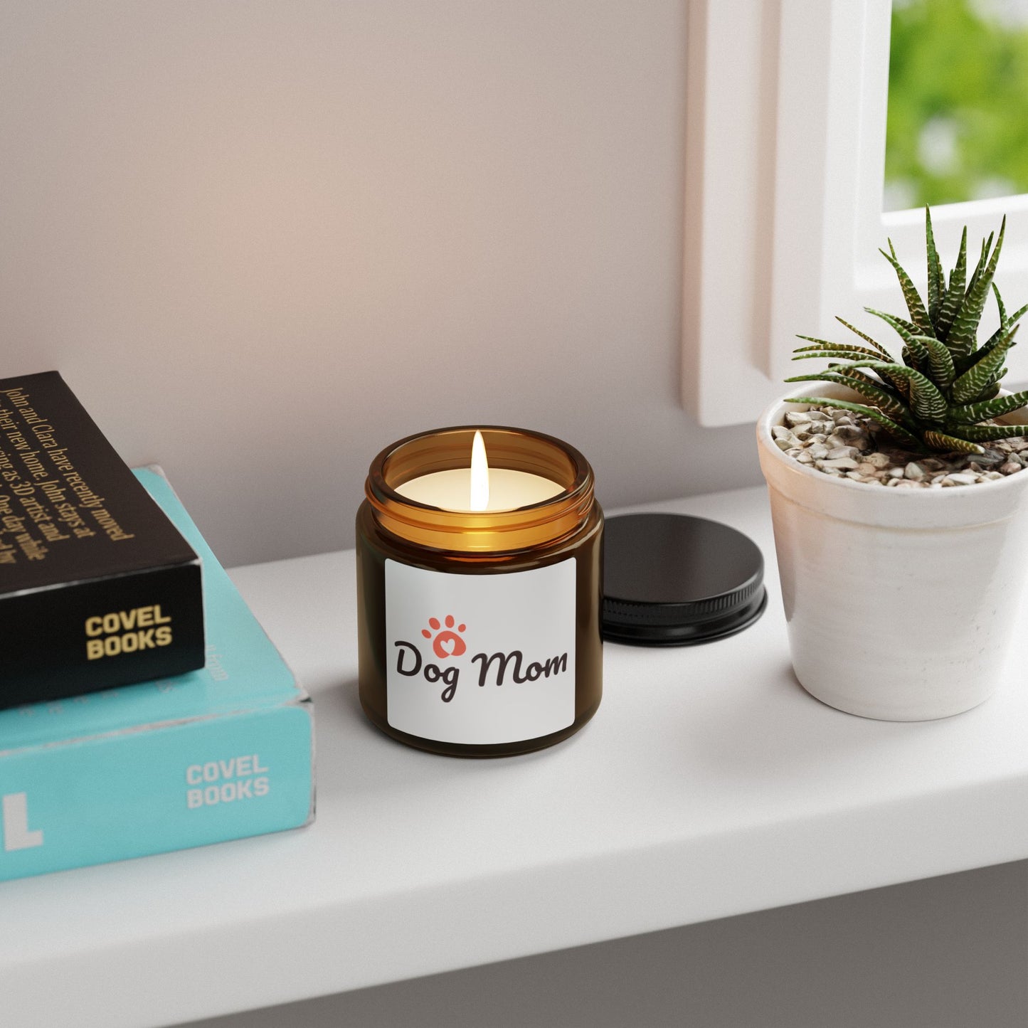 Dog Mom Soy Candle – Scented Amber Jar (Gift for Pet Lovers)