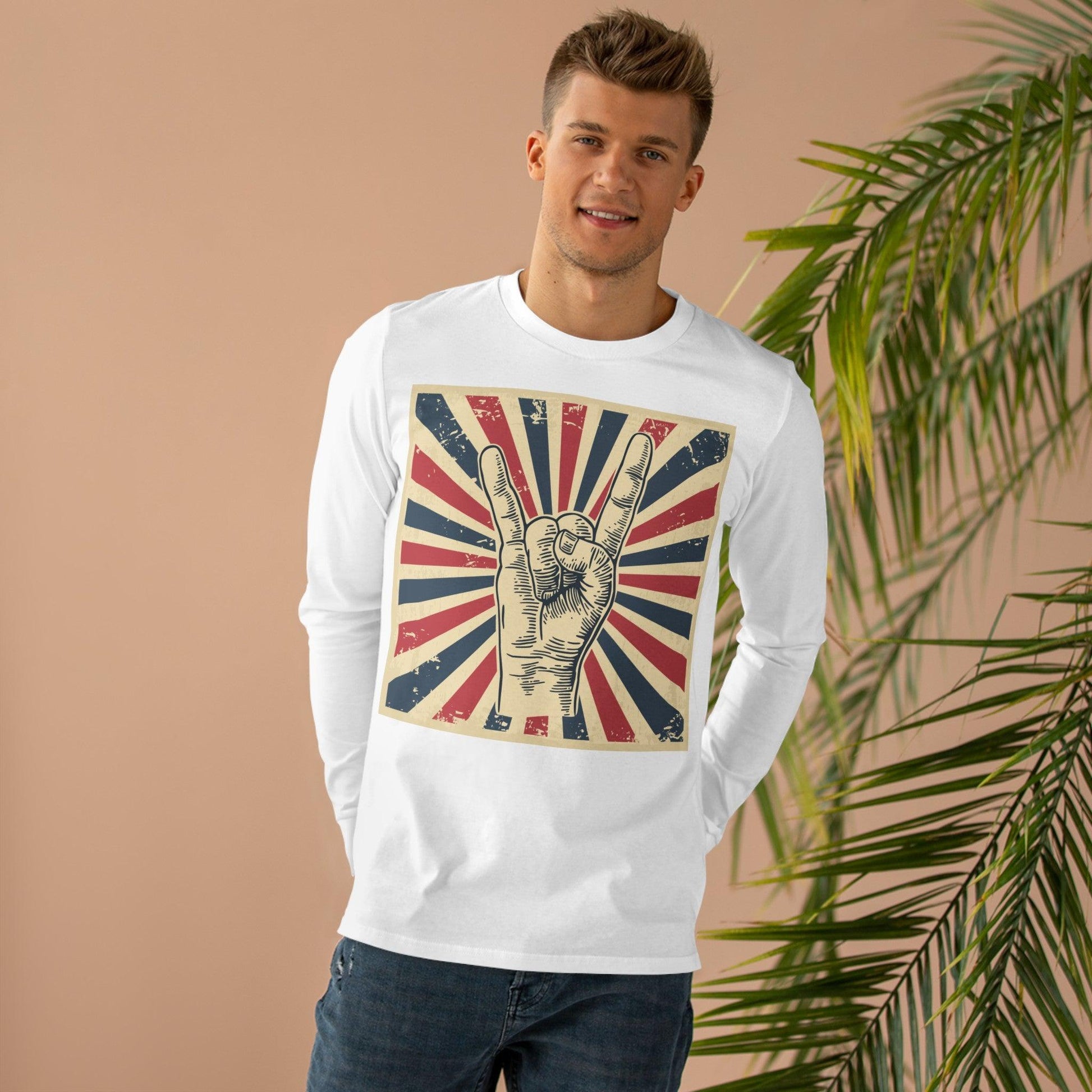 Patriotic Rock On Men’s Base Longsleeve Tee - Lizard Vigilante