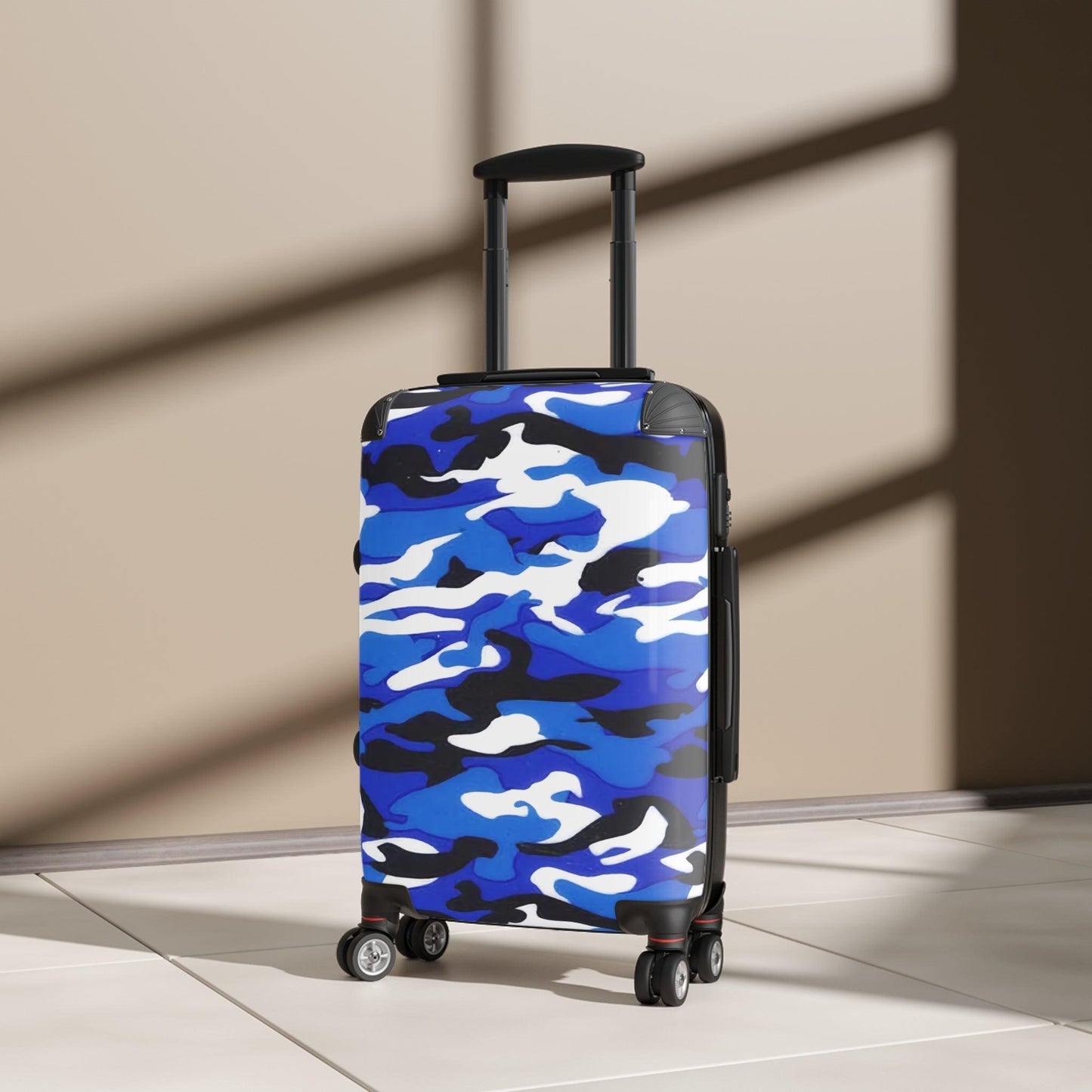 Blue Grey White Black Camouflage Suitcase - Lizard Vigilante