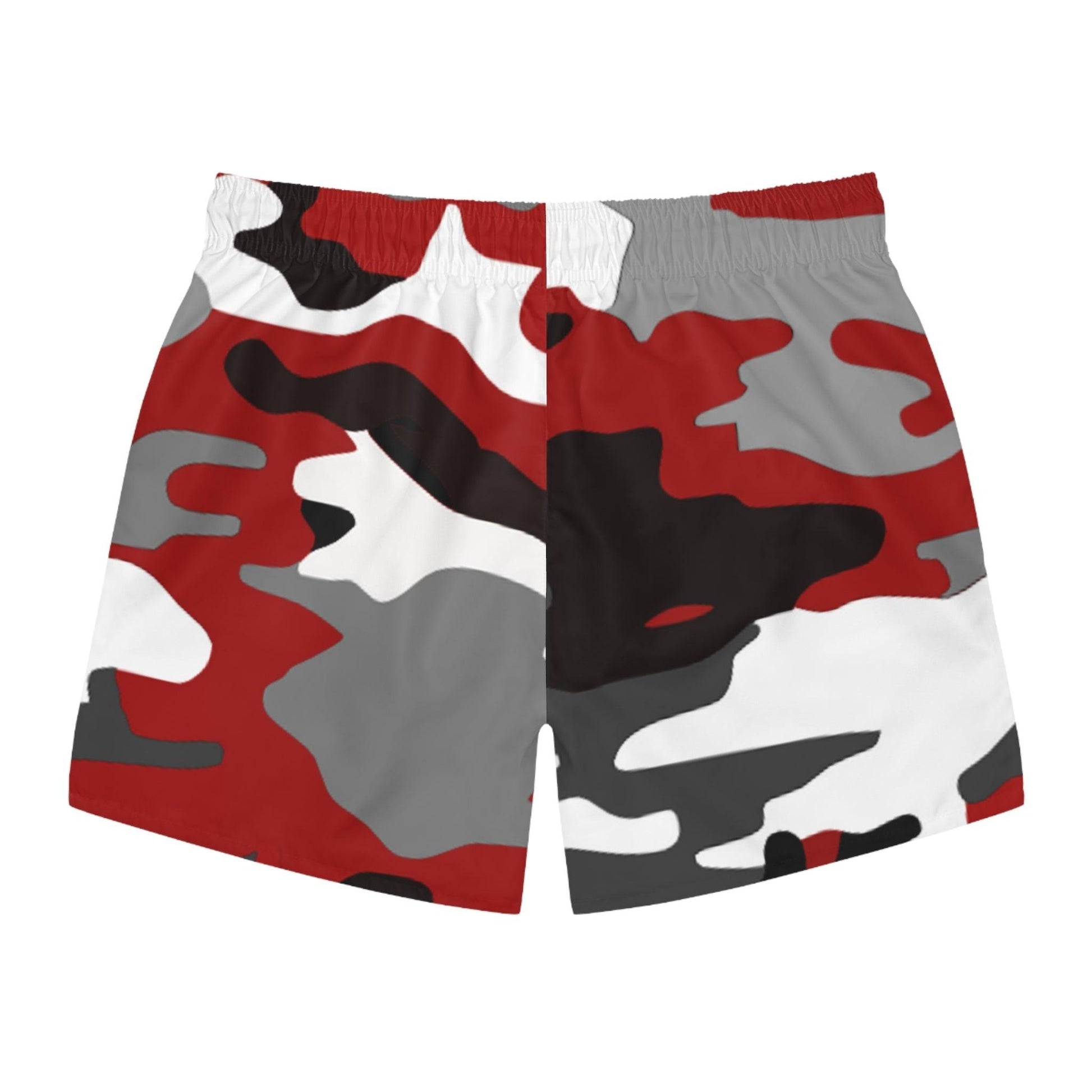 Red Black White Grey Camo Pattern Swim Trunks - Lizard Vigilante