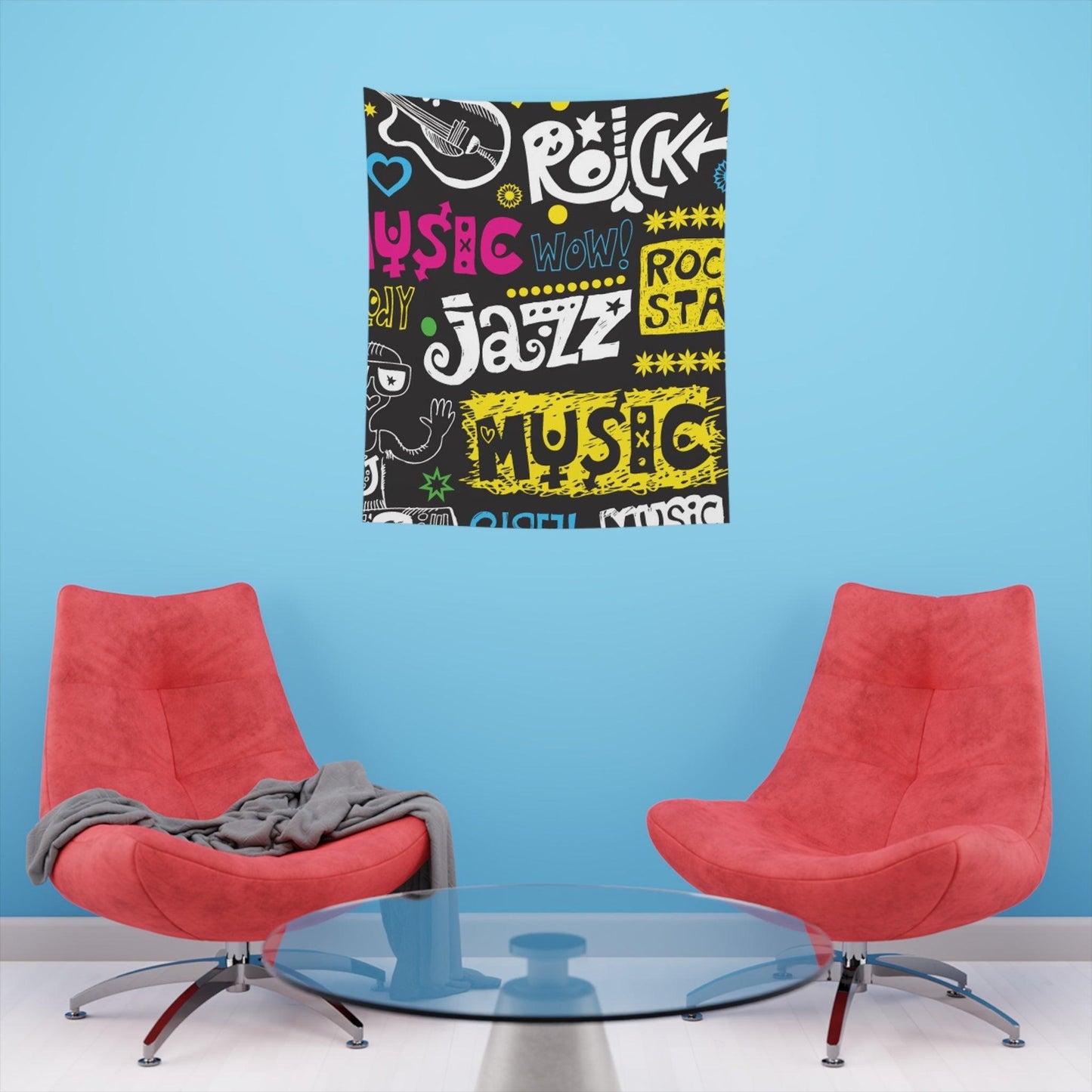 Music Graphic Printed Wall Tapestry - Lizard Vigilante