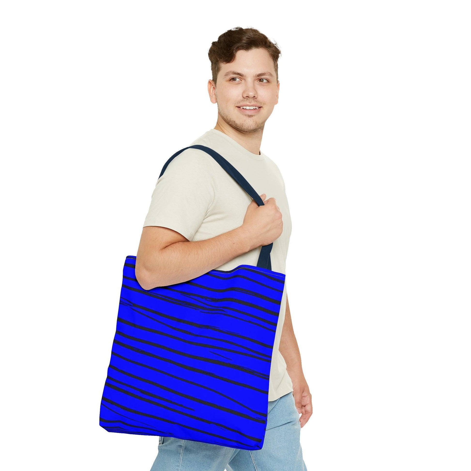 Black & Blue Strips Tote Bag - Lizard Vigilante