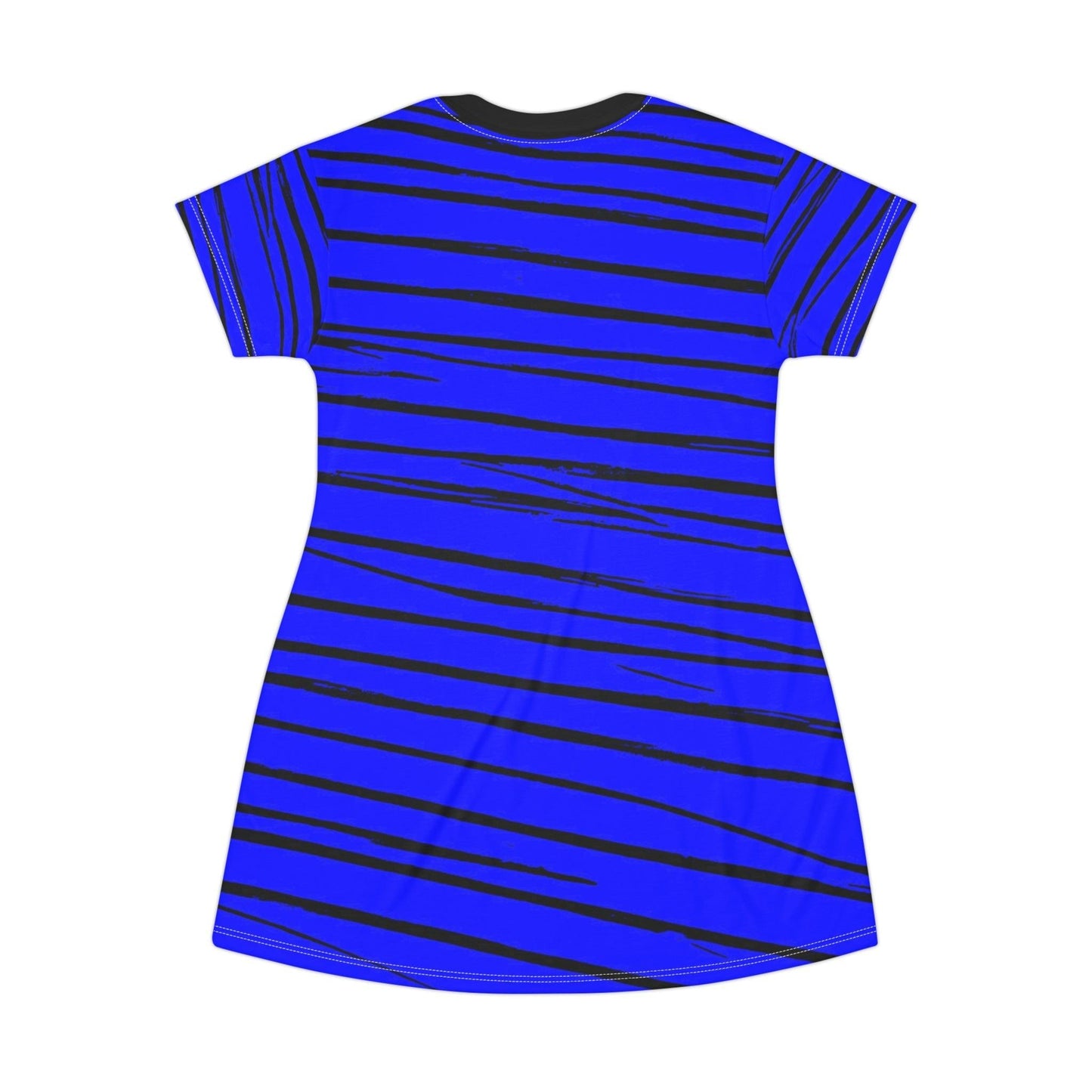 Black & Blue Strips T-Shirt Dress - Lizard Vigilante