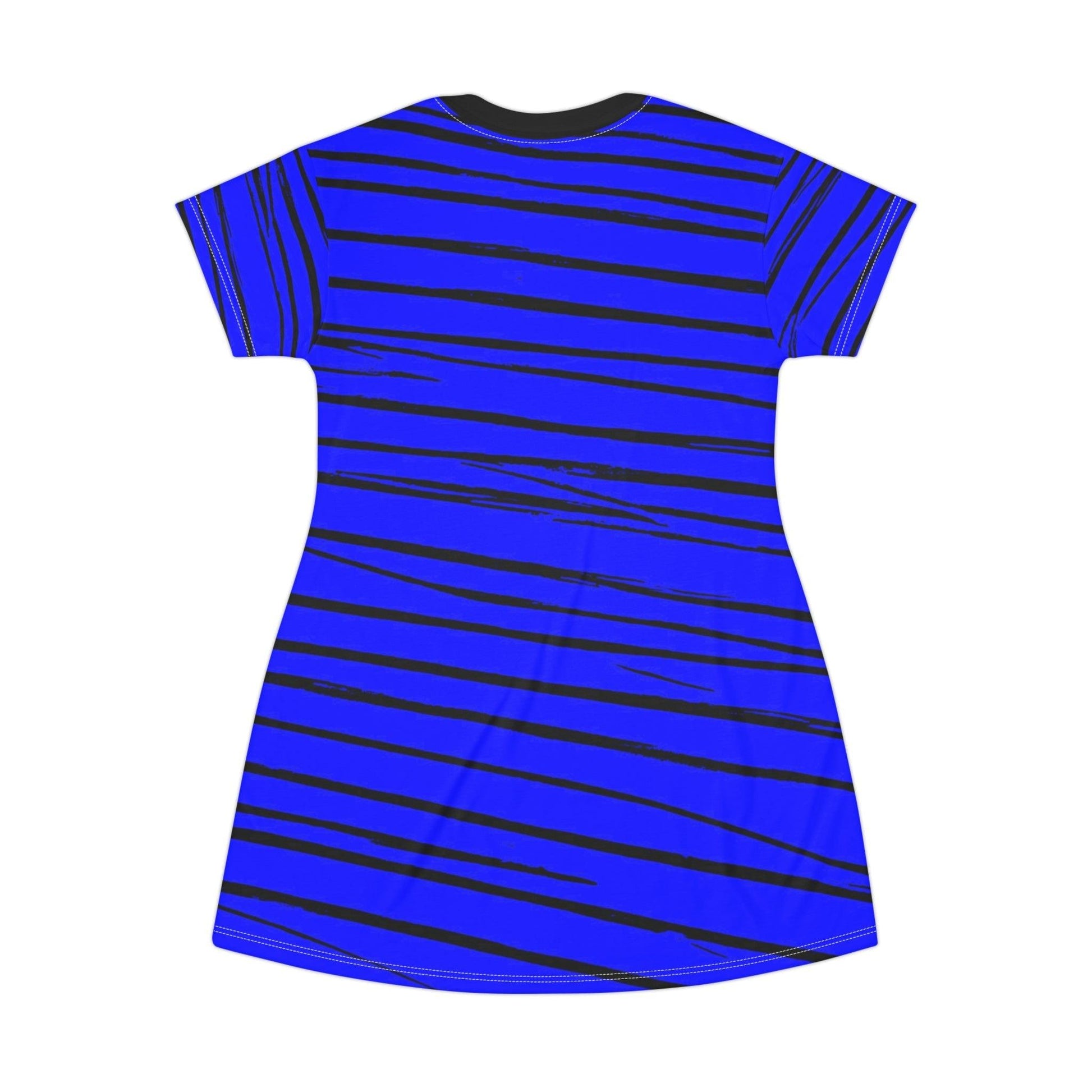 Black & Blue Strips T-Shirt Dress - Lizard Vigilante