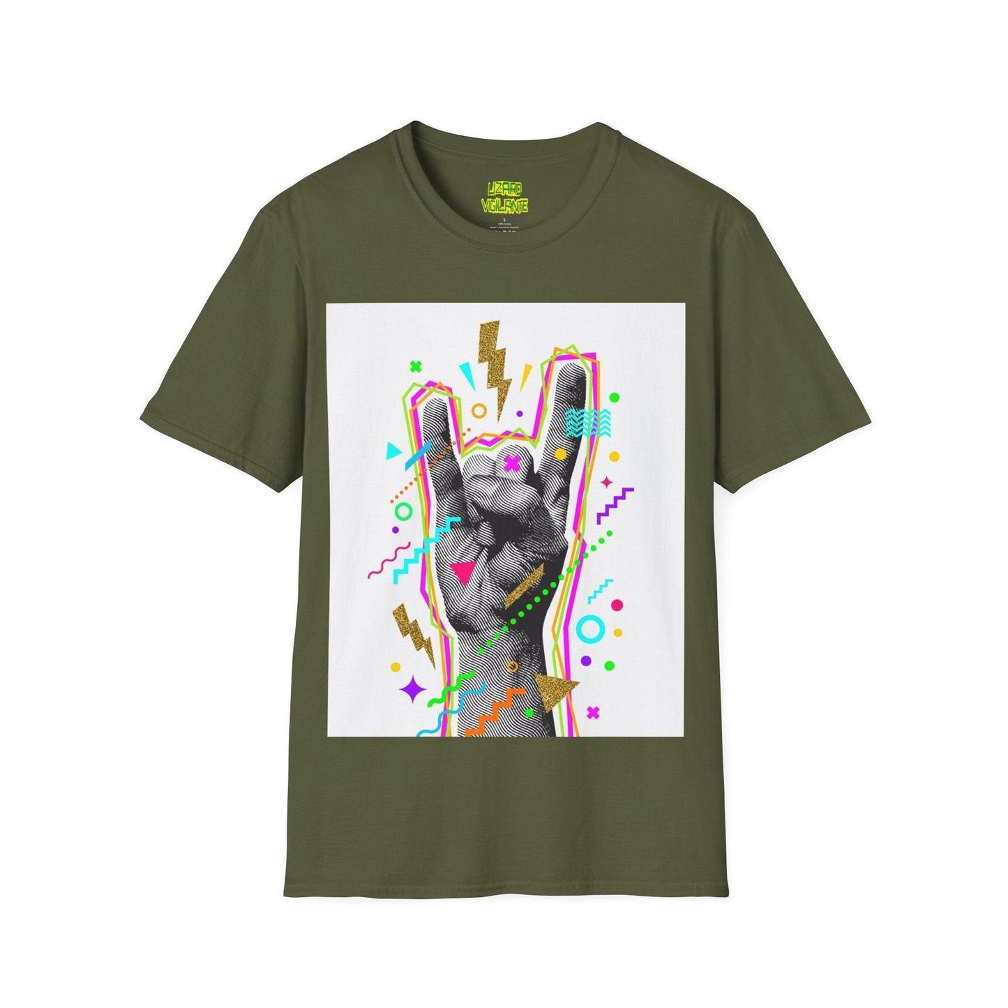 Heavy Metal Hand Sign Unisex Softstyle T-Shirt - Lizard Vigilante