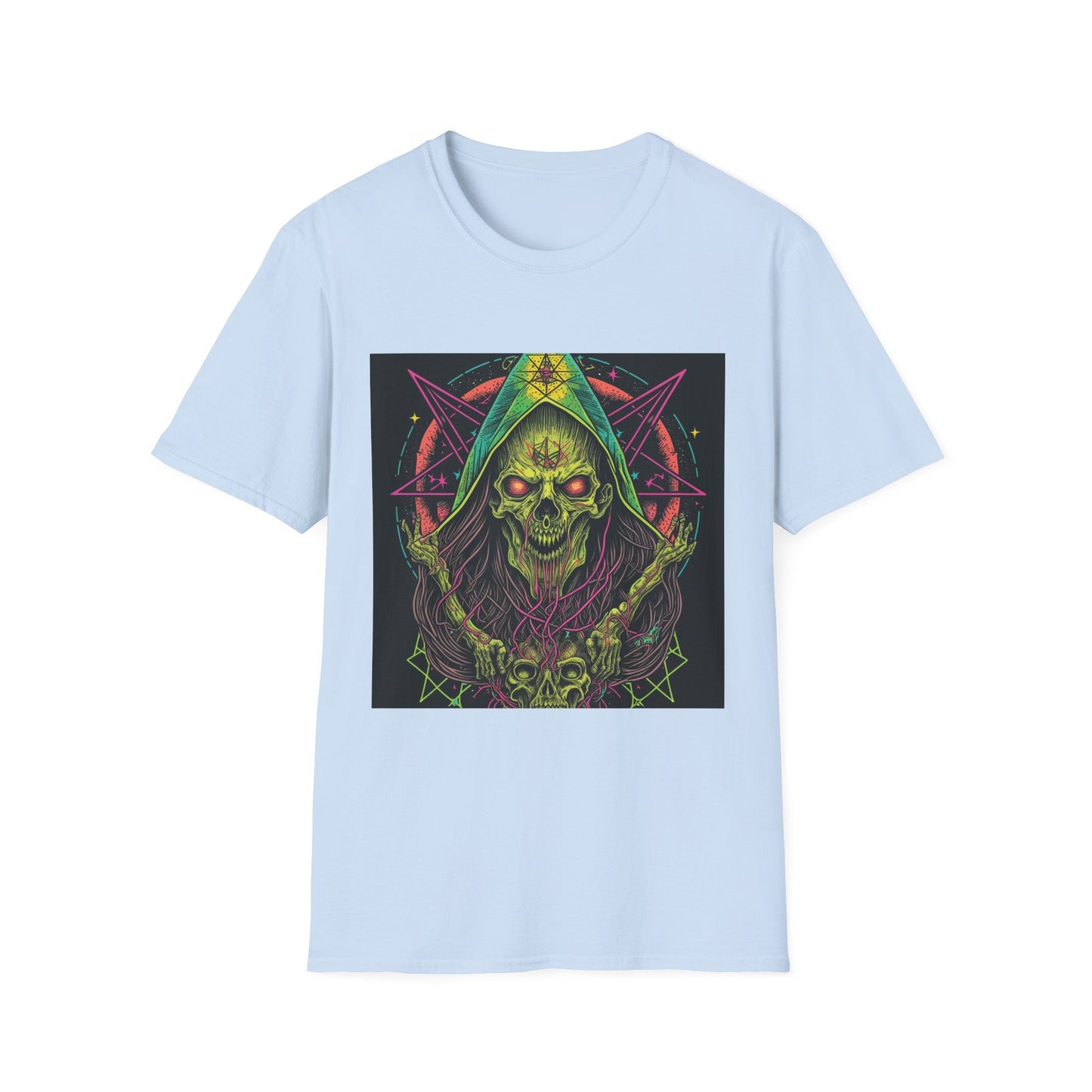 Hooded Skull T-Shirt — Neon Occult Graphic Tee
