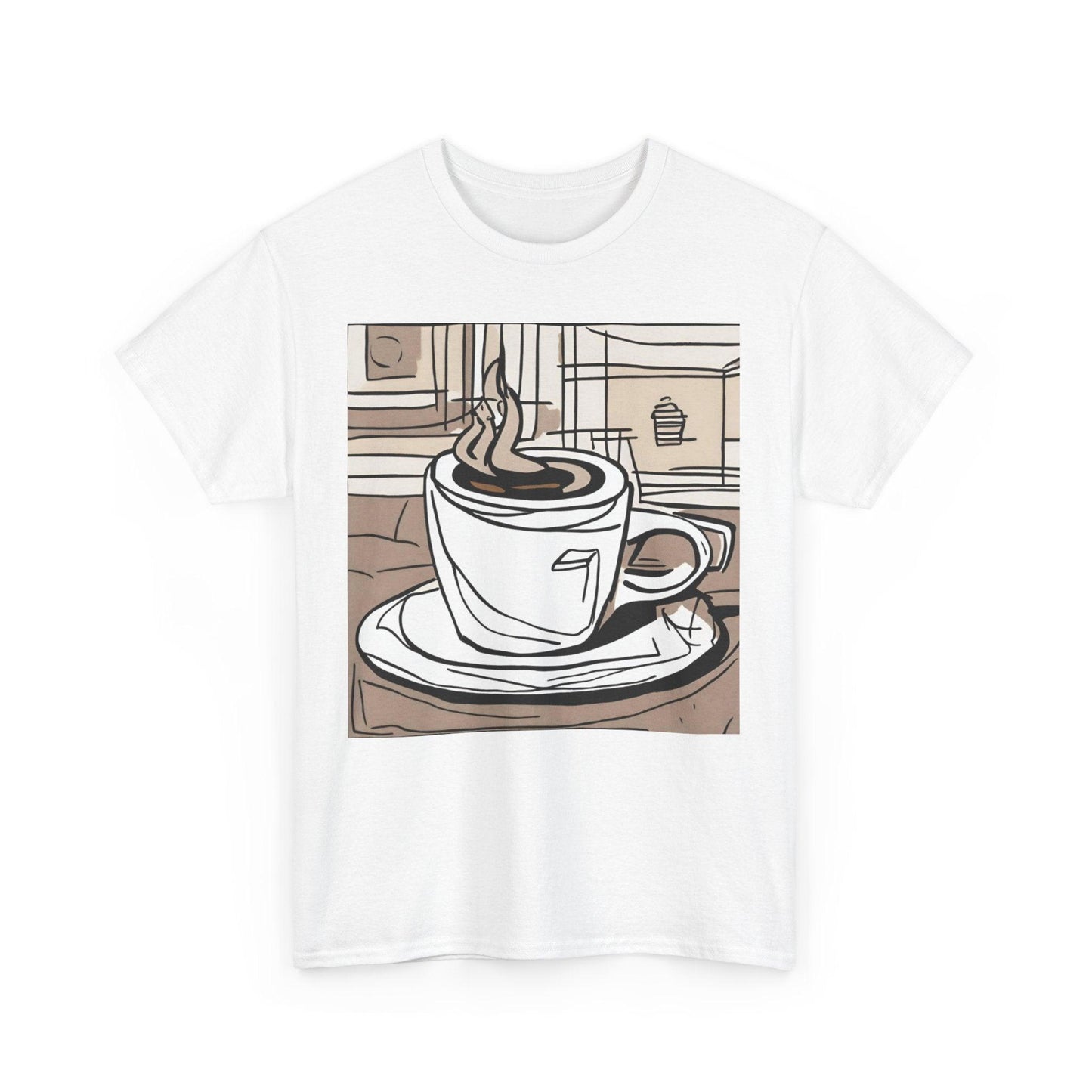 Cup of Coffee Illustration Unisex Heavy Cotton Tee - Lizard Vigilante