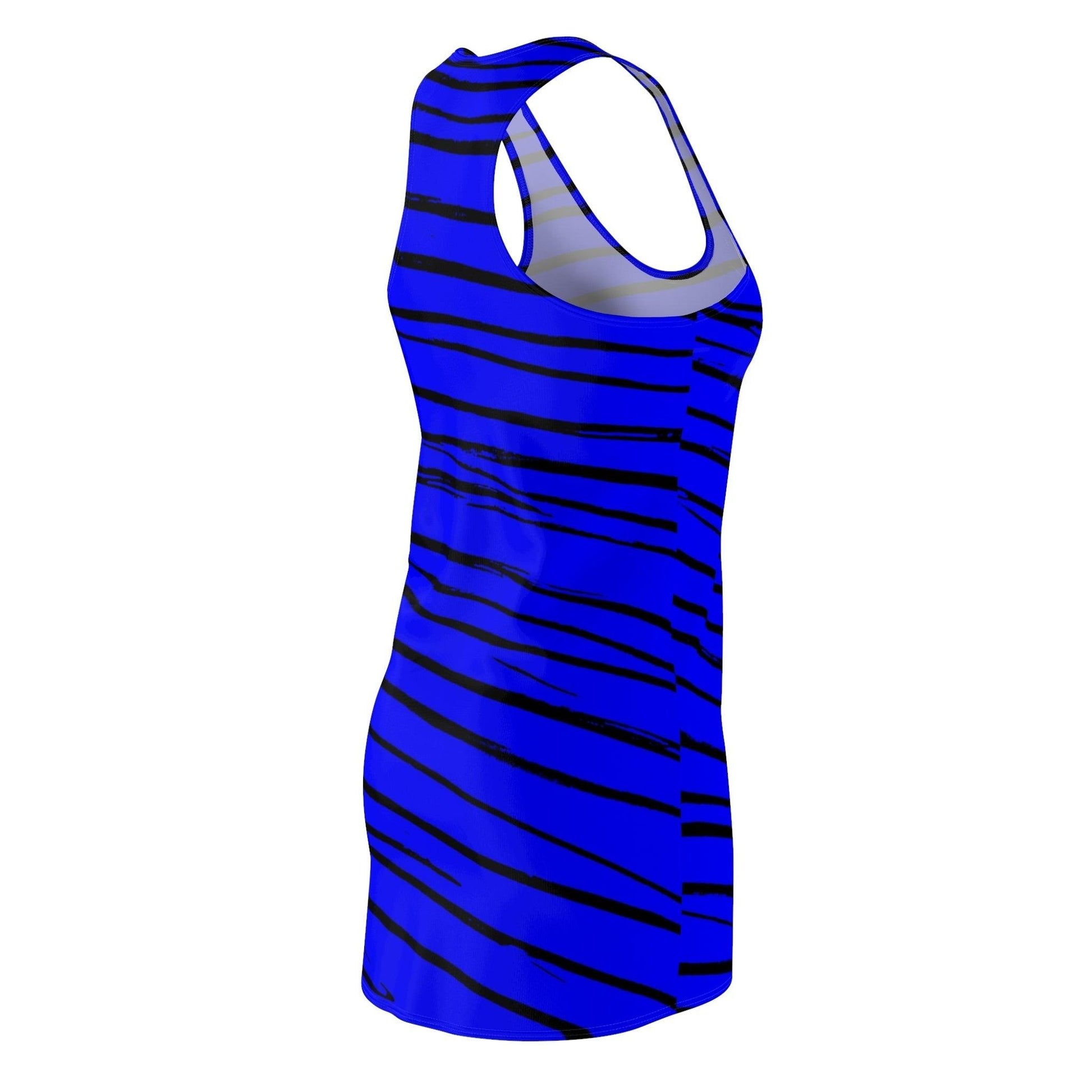 Black & Blue Strips Women's Cut & Sew Racerback Dress - Lizard Vigilante