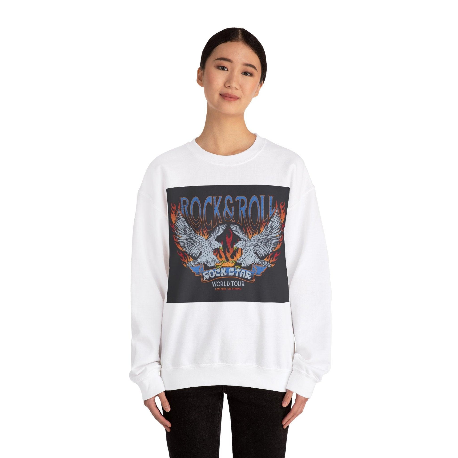 Rock & Roll Rock Star Unisex Heavy Blend™ Crewneck Sweatshirt - Premium Sweatshirt from Printify - Just $37.64! Shop now at Lizard Vigilante