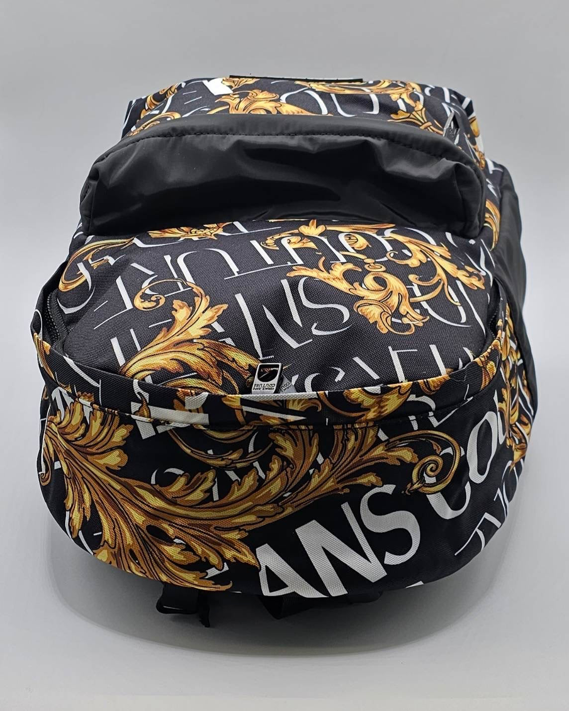 Versace Jeans Couture Logo Black And Yellow Baroque Print Backpack