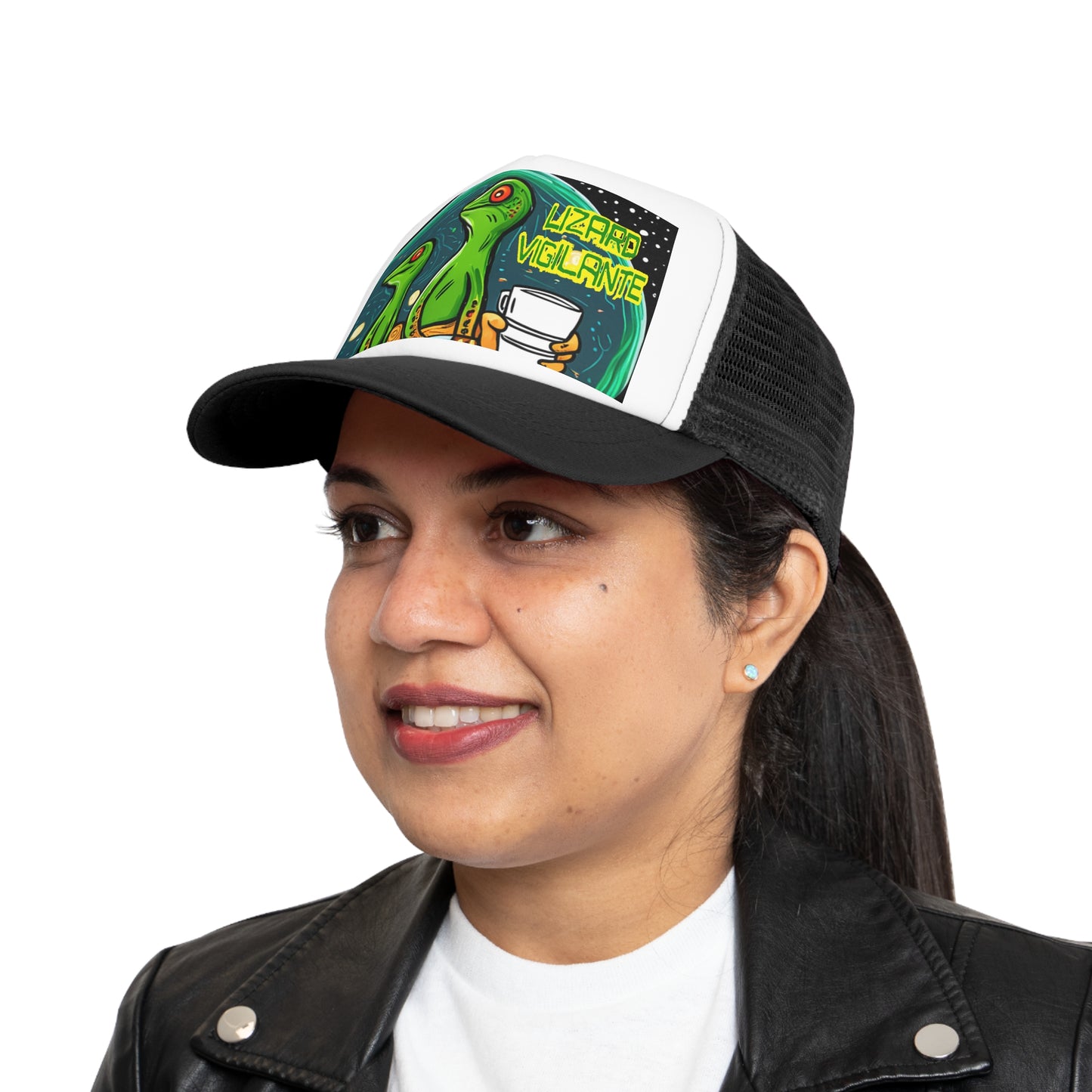 Lizard Vigilante Premium Coffee Cartoon Mesh Cap - Premium Hats from Printify - Just $21.99! Shop now at Lizard Vigilante