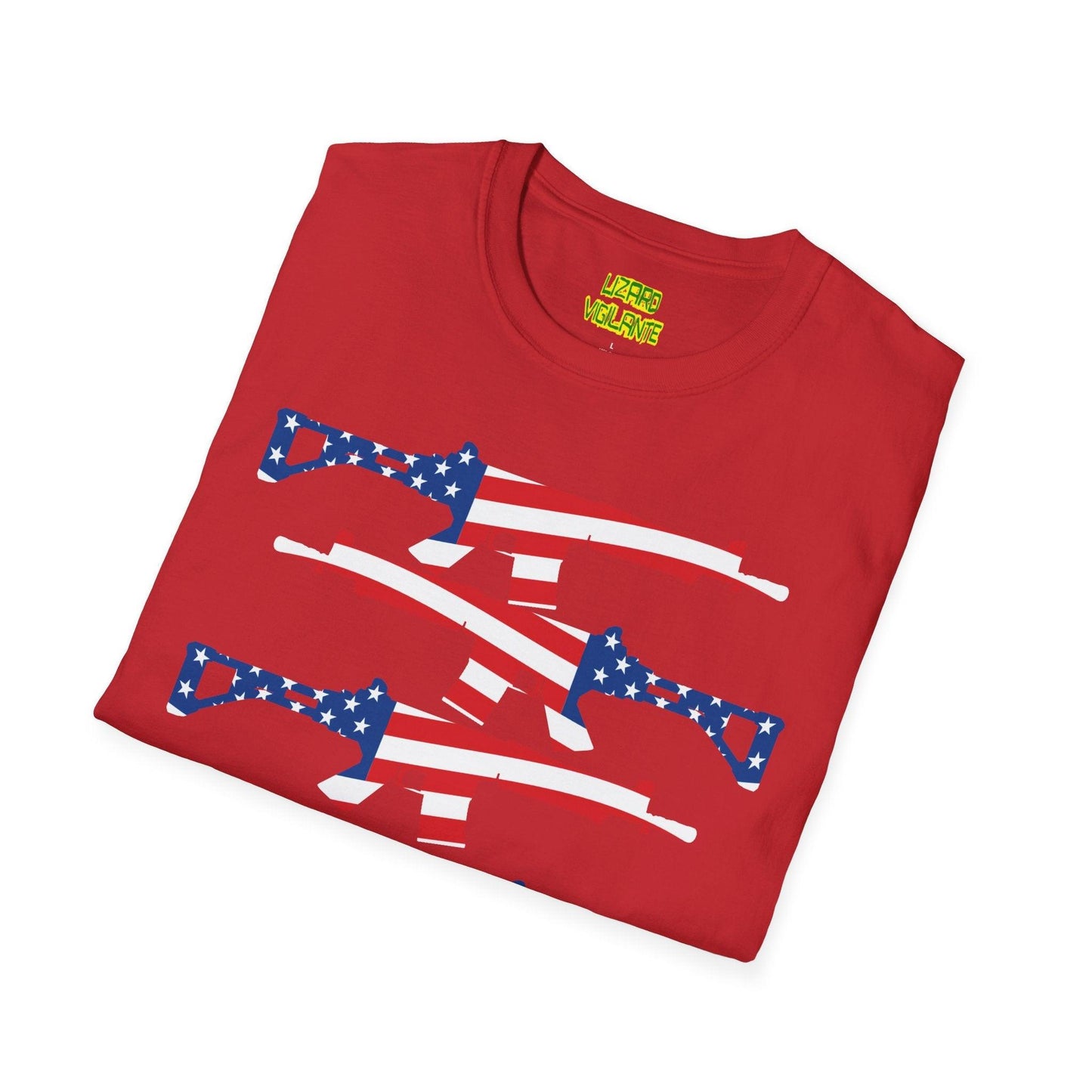 American Flag Guns Unisex Softstyle T-Shirt - Lizard Vigilante