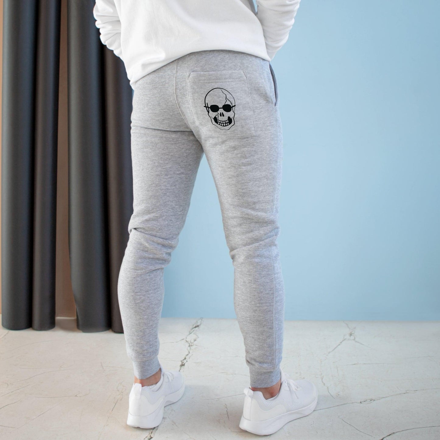 Black Skull With Sunglasses Unisex Fleece Joggers - Lizard Vigilante