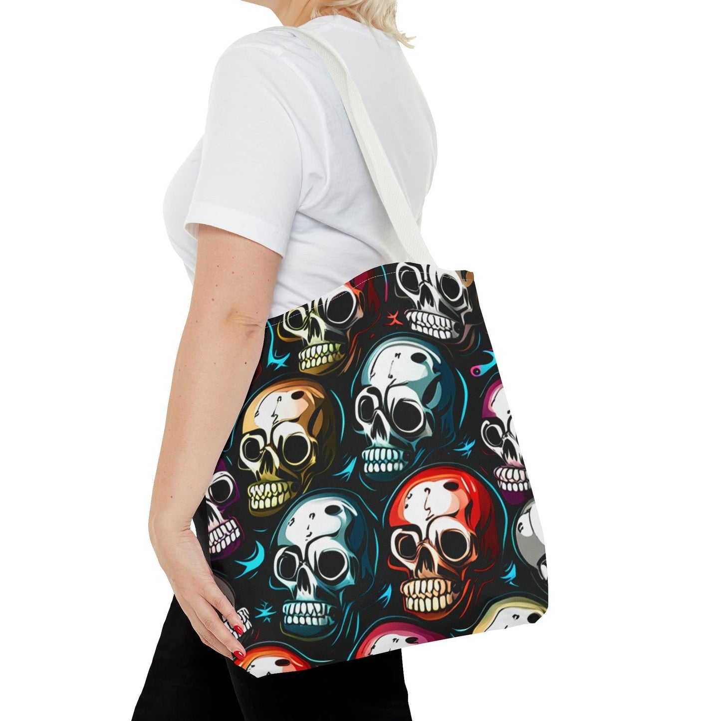 Death Metal Skulls Tote Bag (AOP) - Lizard Vigilante