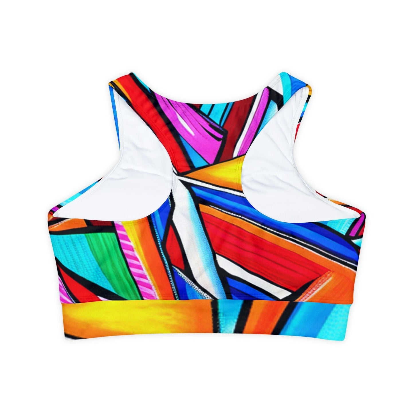 Geometrocide Fully Lined, Padded Sports Bra - Lizard Vigilante