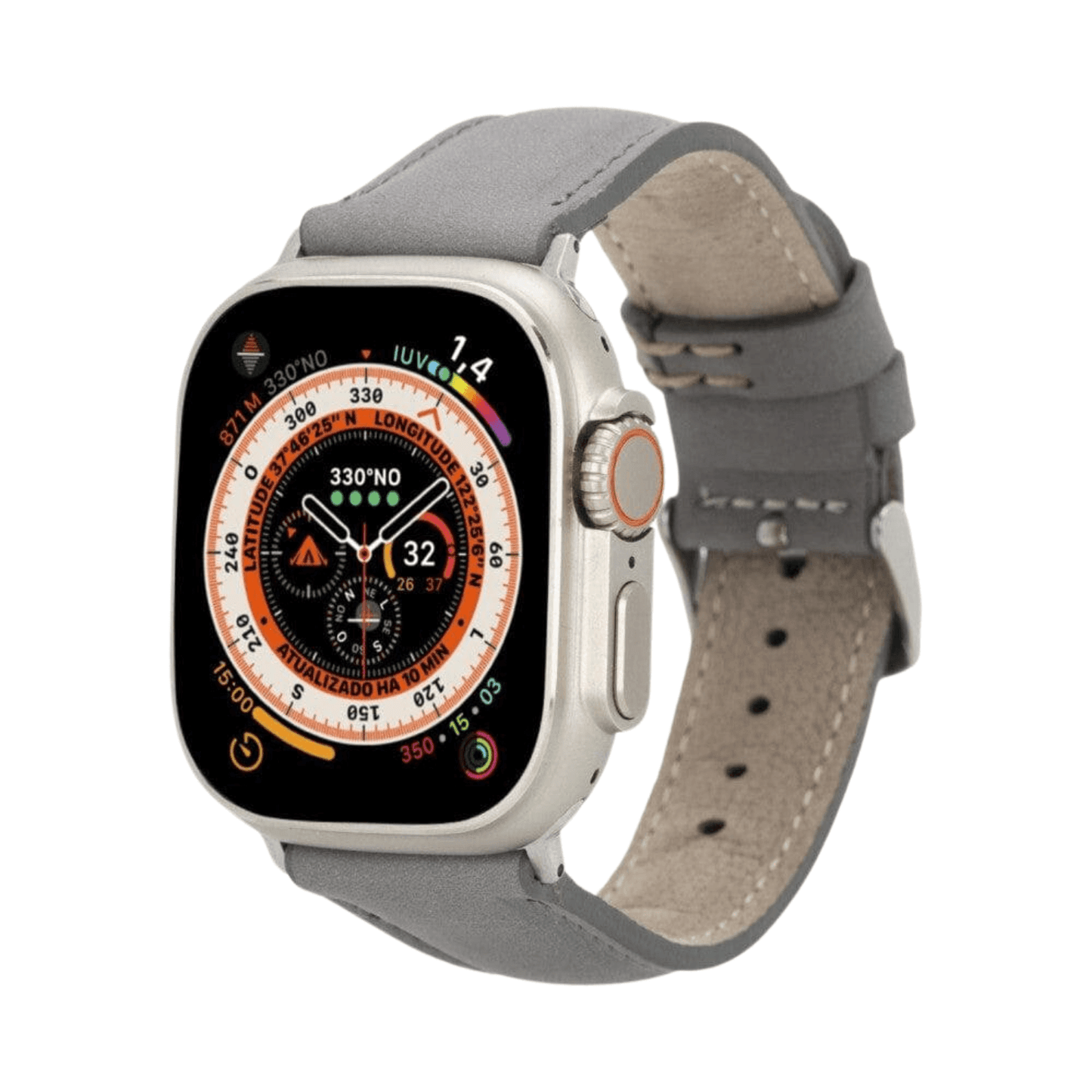 Apple Watch Grey Leather Strap - Boston