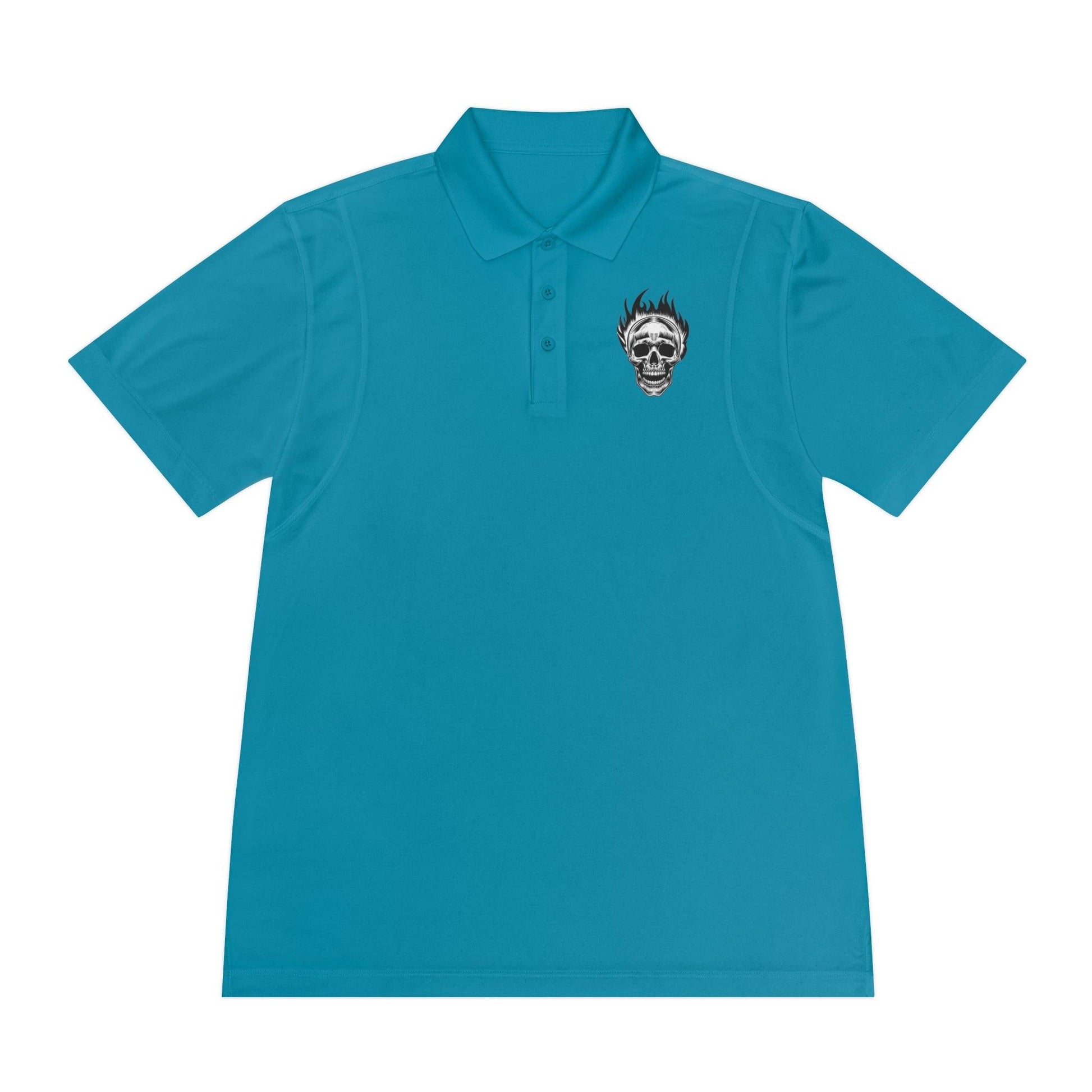 Skull Flame Men's Sport Polo Shirt - Lizard Vigilante