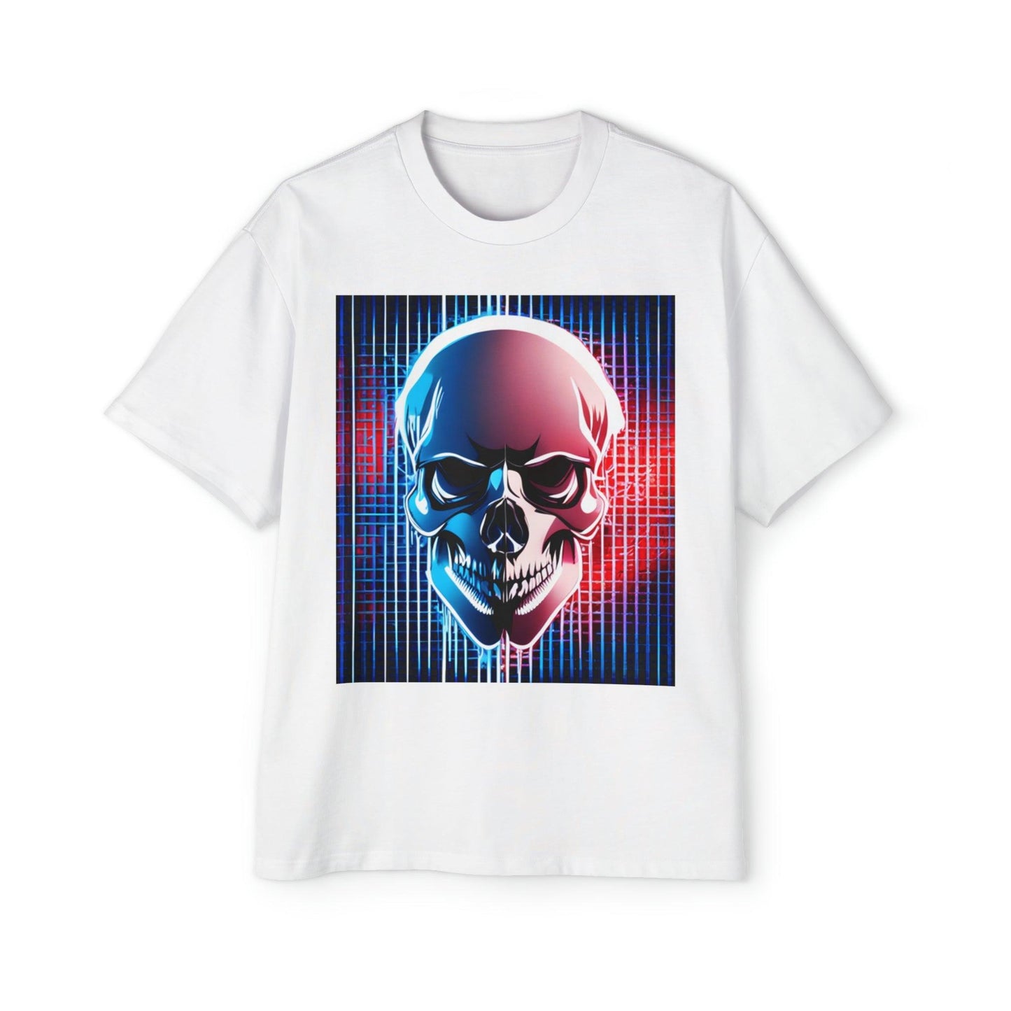 Grid Skull Men's Heavy Oversized Tee - Lizard Vigilante