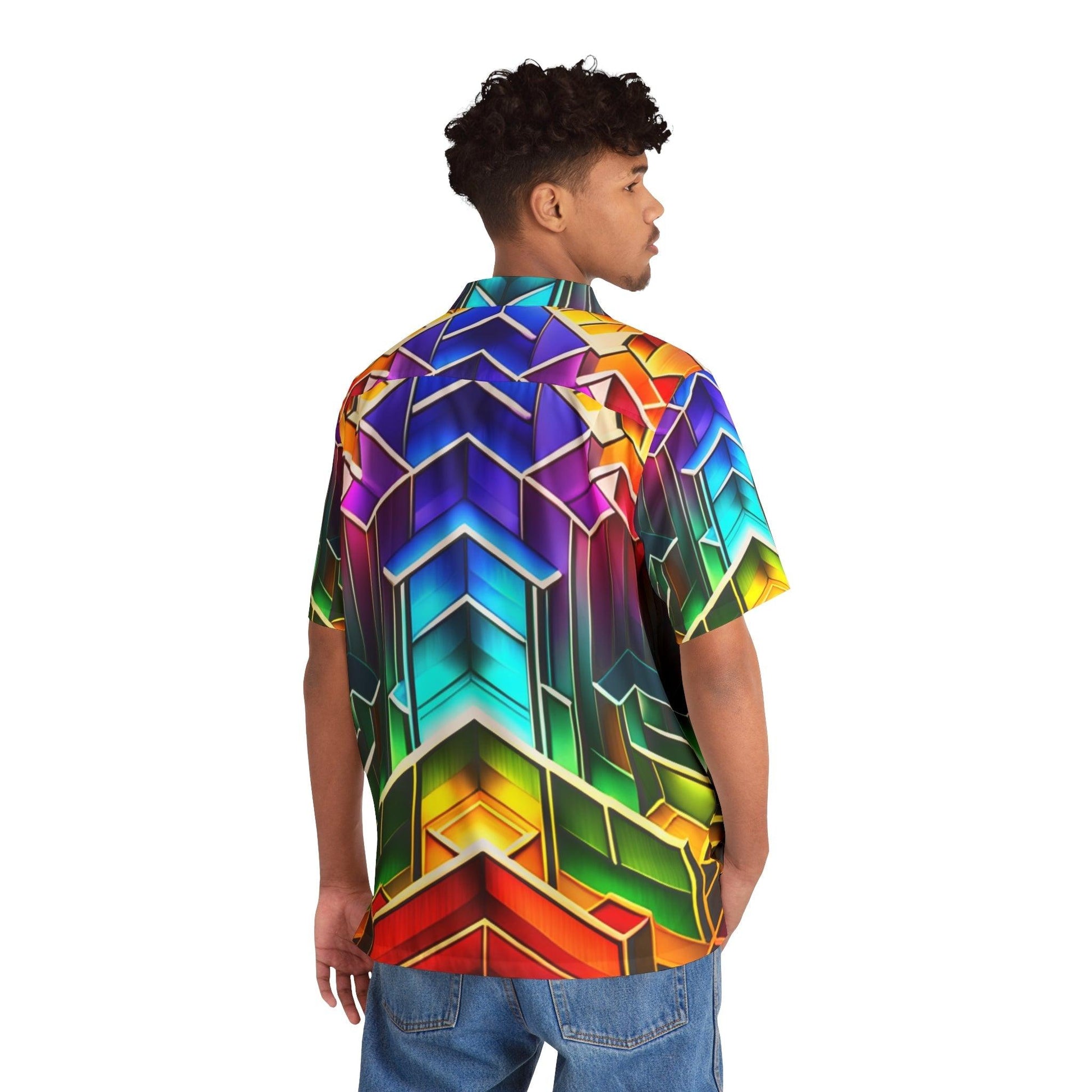 Color Bloc Men's Hawaiian Shirt (AOP) - Lizard Vigilante