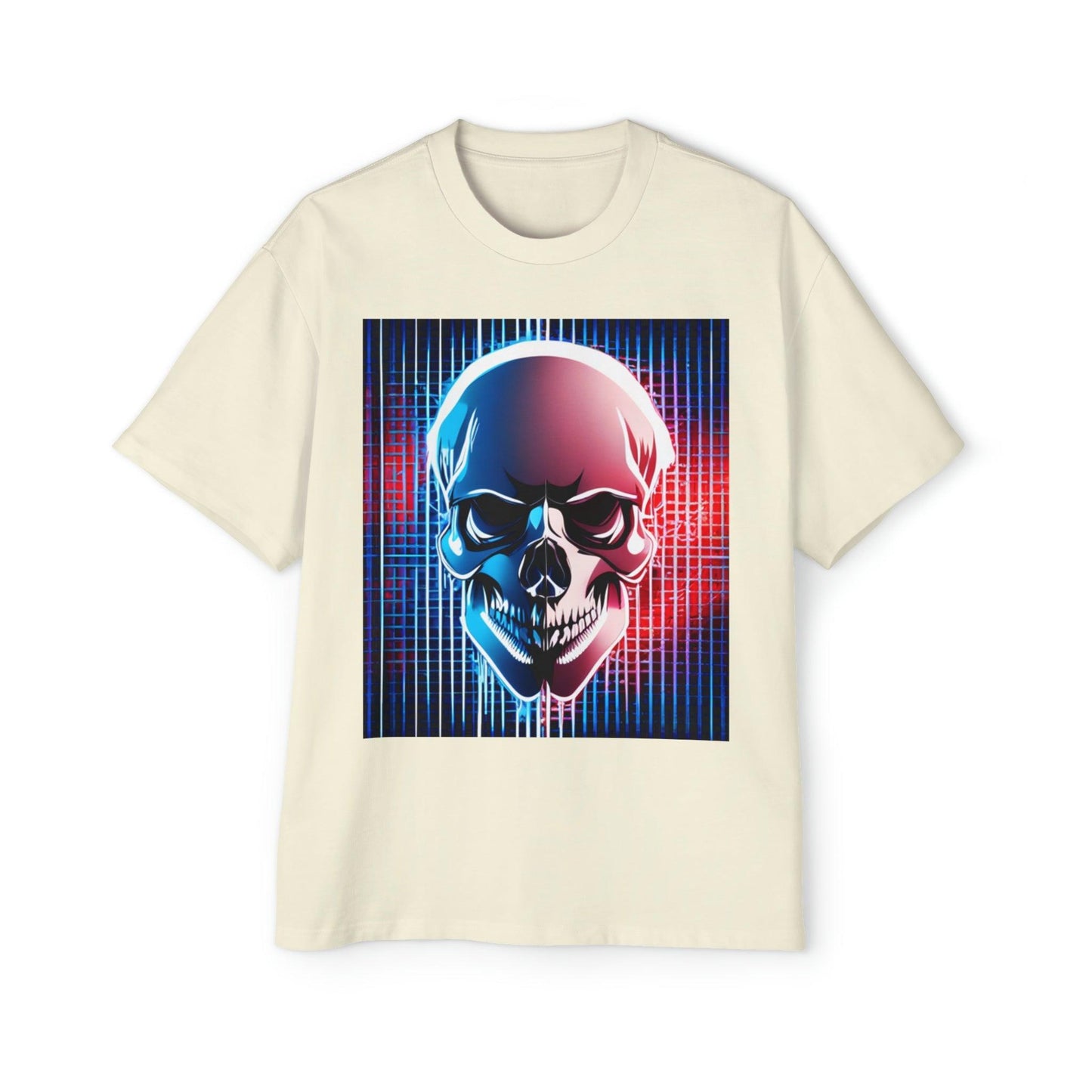 Grid Skull Men's Heavy Oversized Tee - Lizard Vigilante