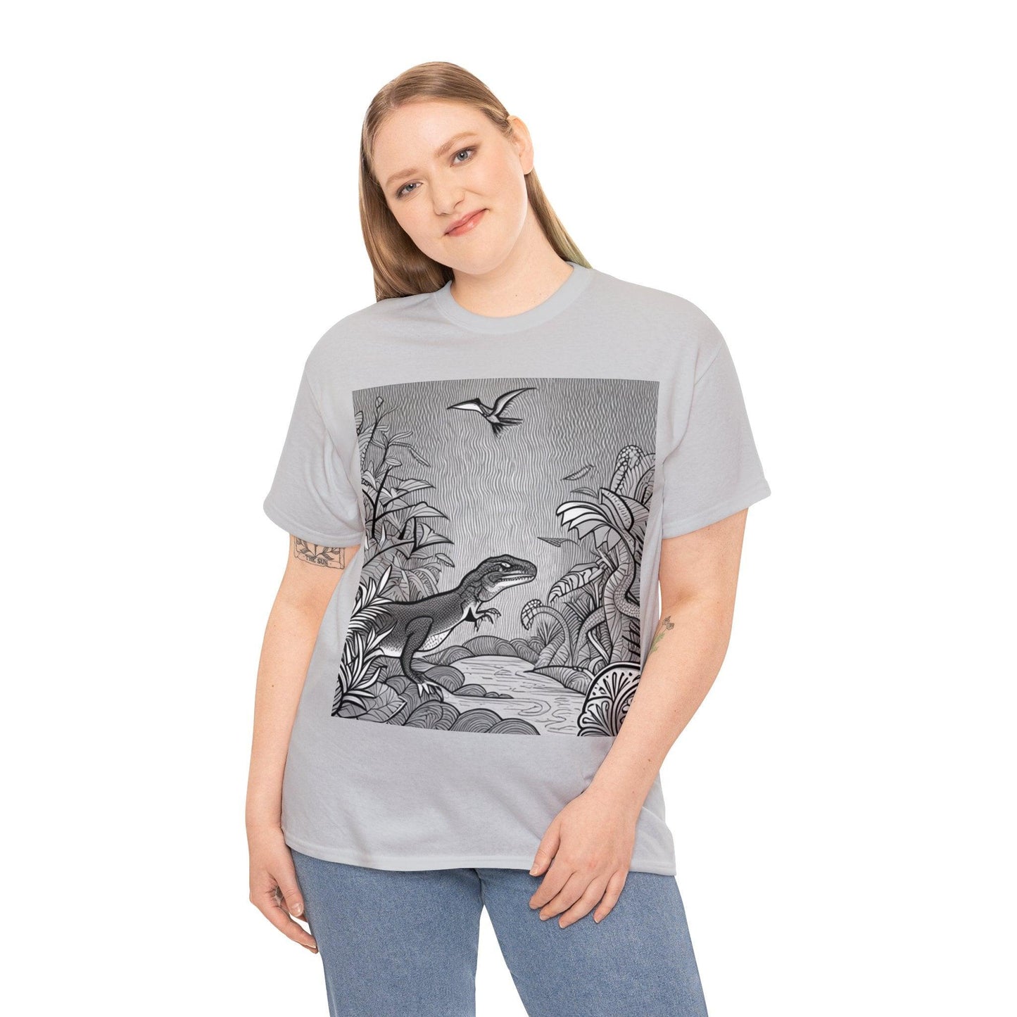 Prehistory Scene Unisex Heavy Cotton Tee - Lizard Vigilante