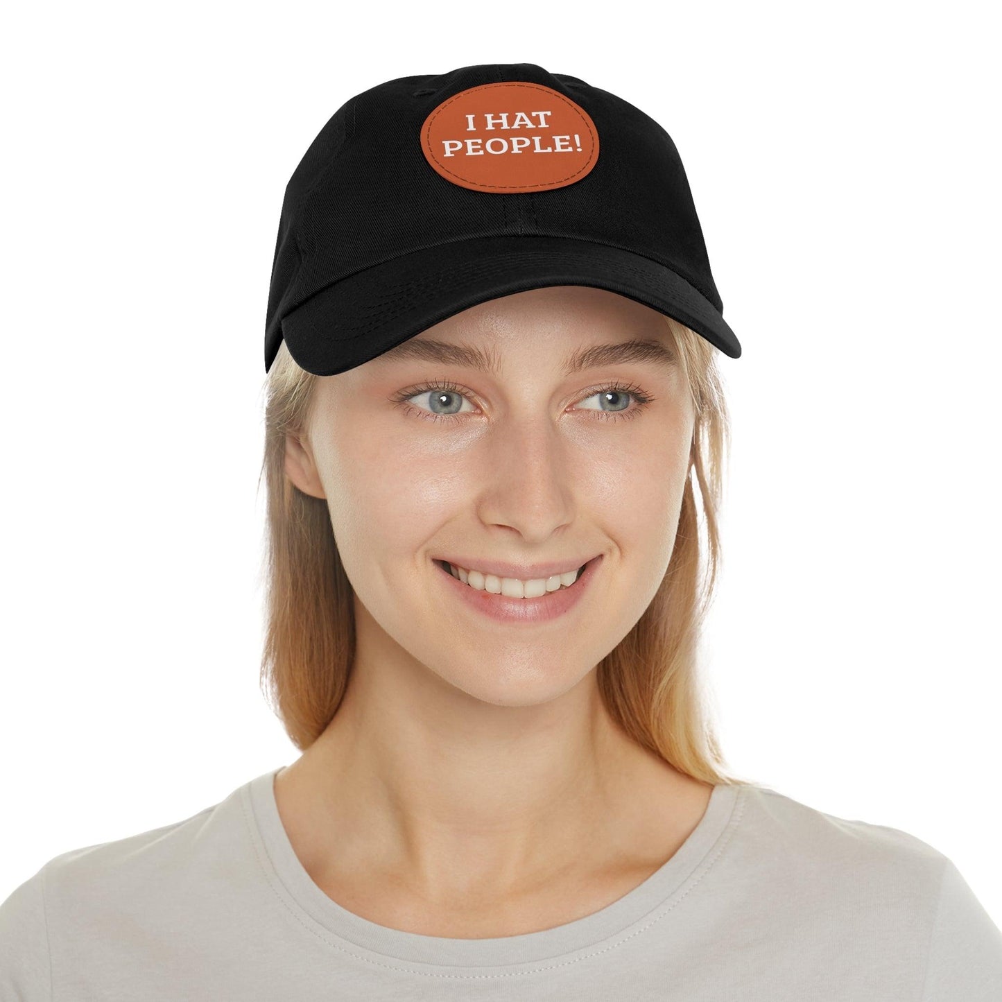 I HAT PEOPLE! Dad Hat with Leather Patch (Round) - Lizard Vigilante