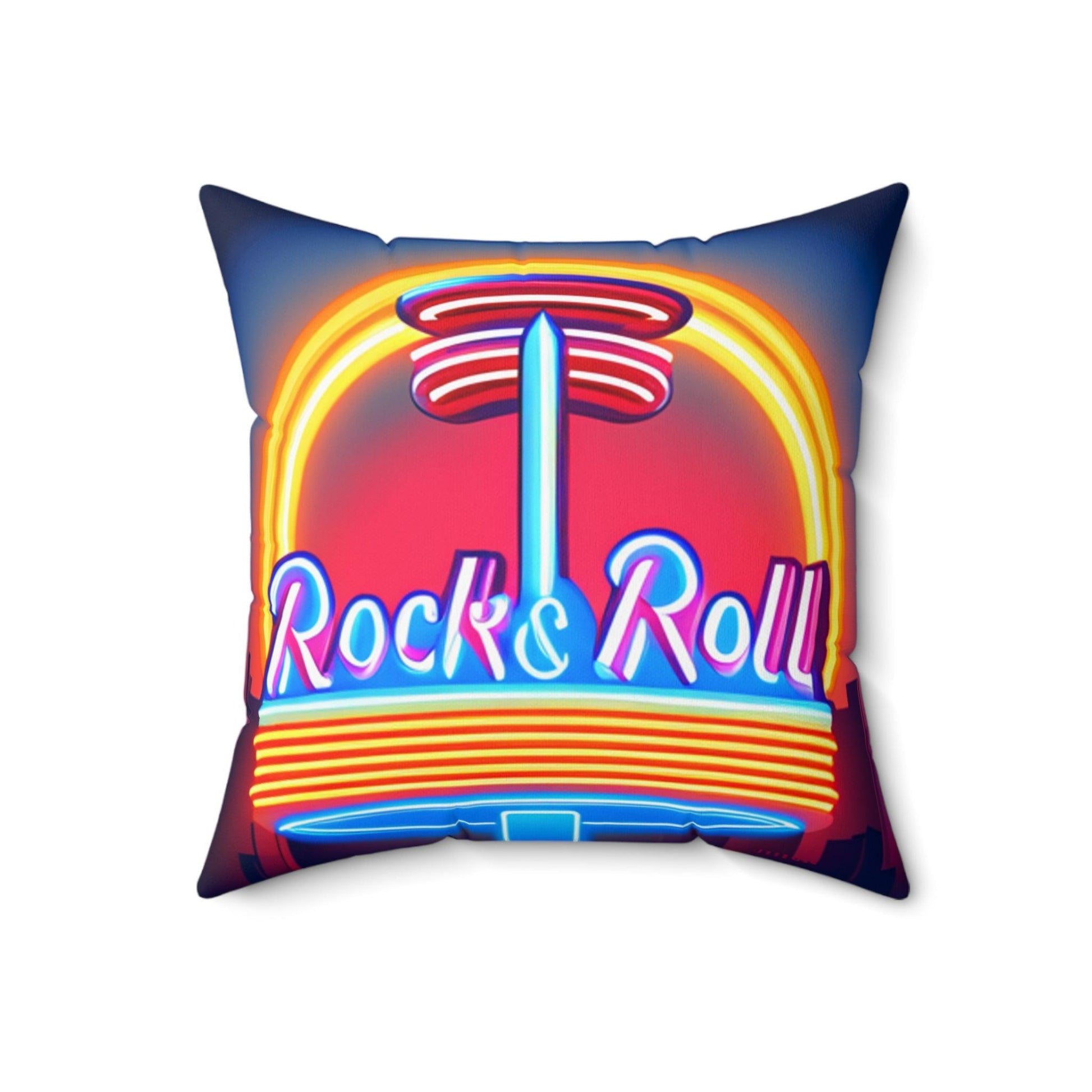 Rock & Roll Diner Spun Polyester Square Pillow - Lizard Vigilante