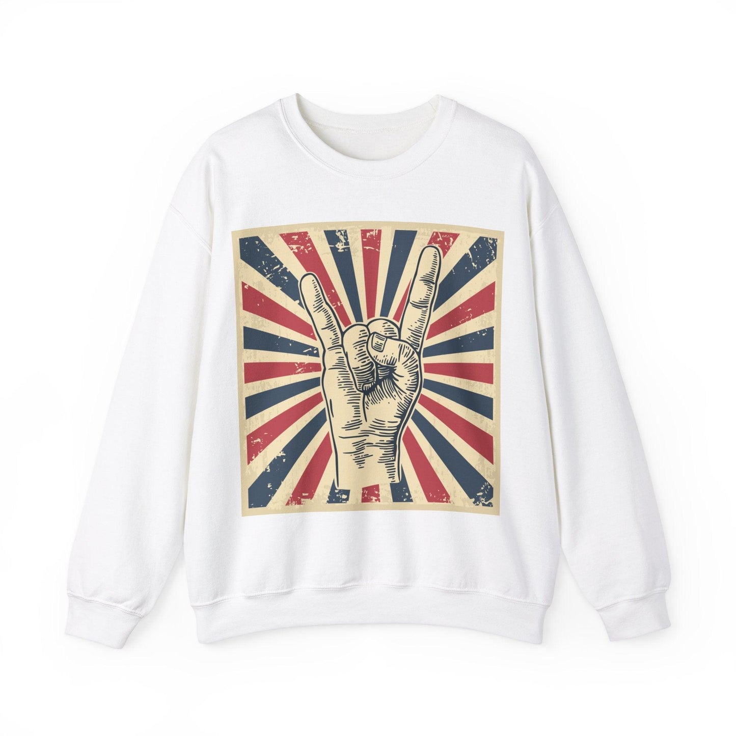 Patriotic Rock On Unisex Heavy Blend™ Crewneck Sweatshirt - Lizard Vigilante