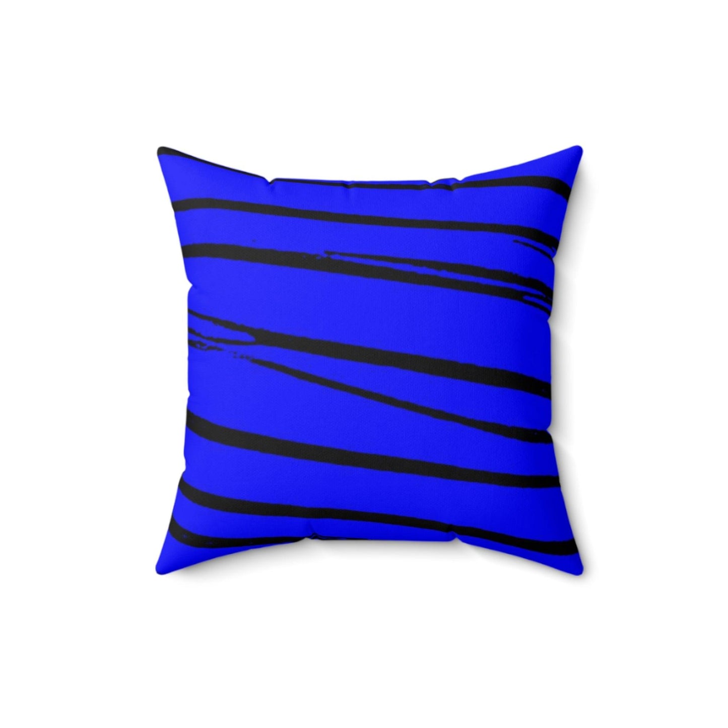 Black & Blue Strips Spun Polyester Square Pillow - Lizard Vigilante