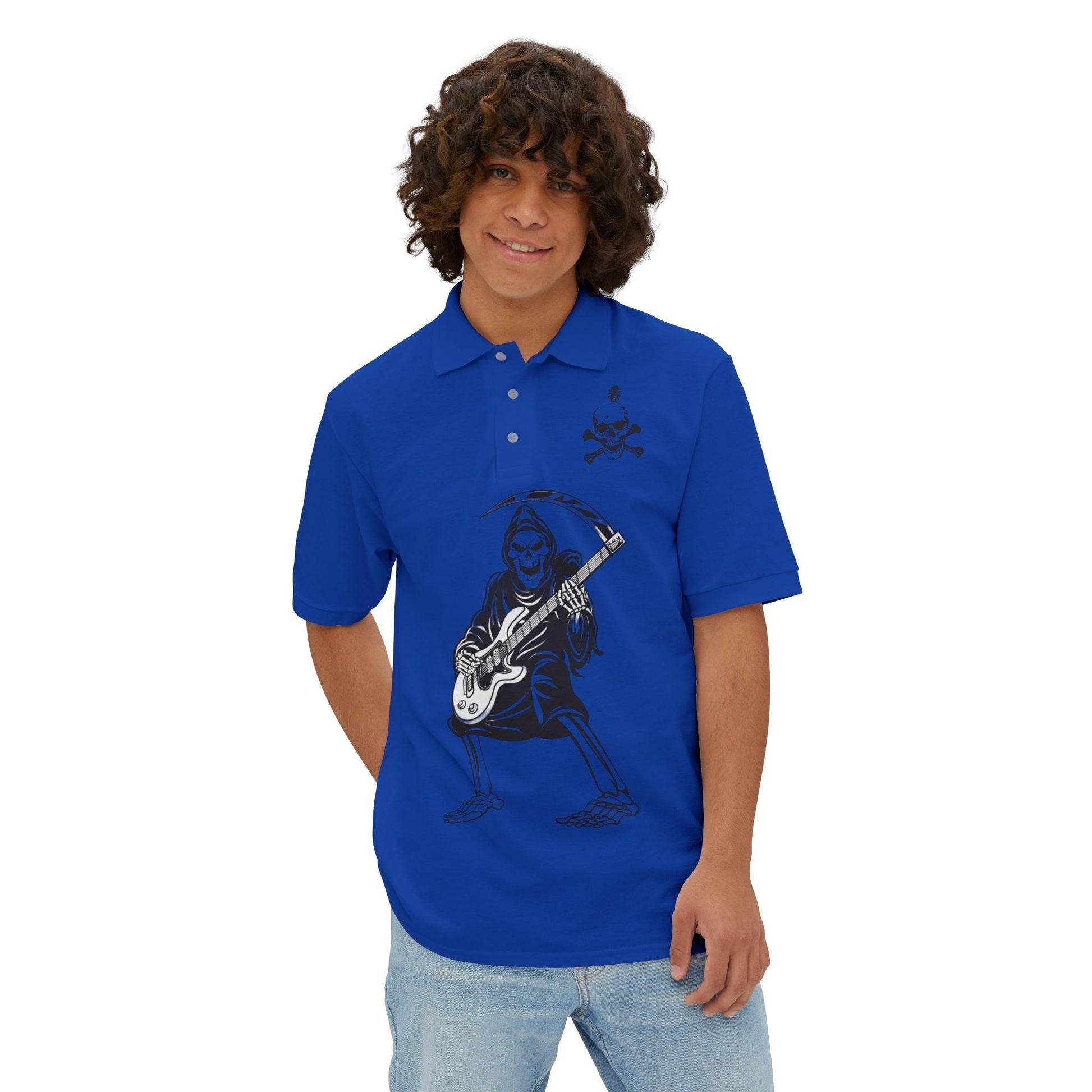 Skeleton Skull Guitars Men's Piqué Polo - Premium T-Shirt from Printify - Just $52.72! Shop now at Lizard Vigilante